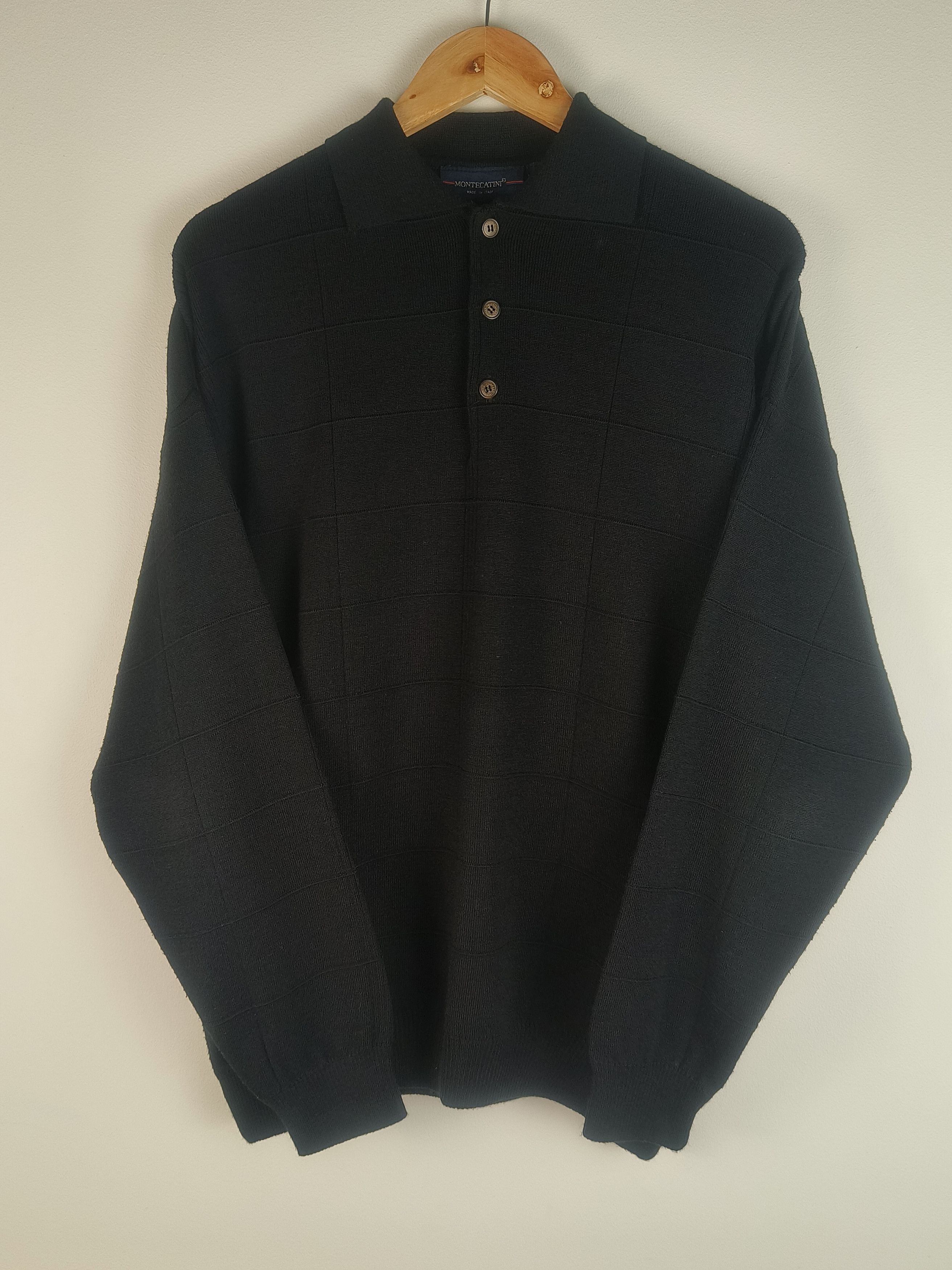 Vintage Montecatini Wool Acrylic Half-Button Sweater Size US XL / EU 56 / 4 - 1 Thumbnail