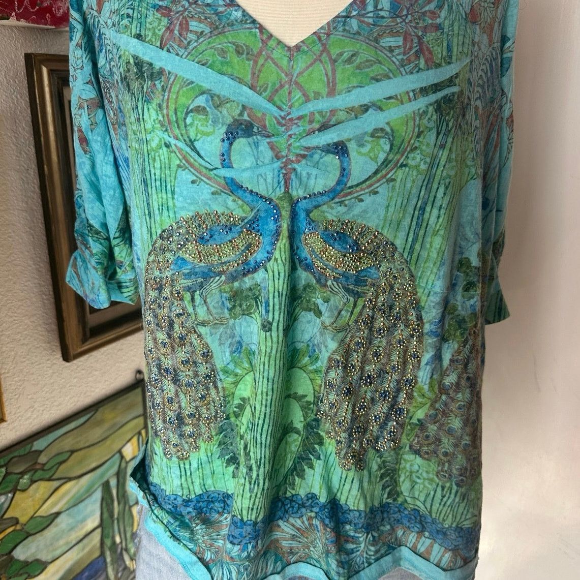 Other one world peacock graphic shirt Size XL / US 12-14 / IT 48-50 - 2 Thumbnail