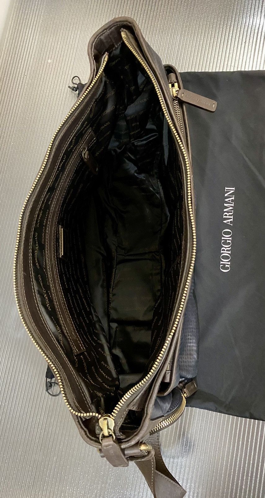 Giorgio Armani GA 🇮🇹 dk bleu dimpled lambskin carry on travel bag unisex NEW Size ONE SIZE - 8 Thumbnail