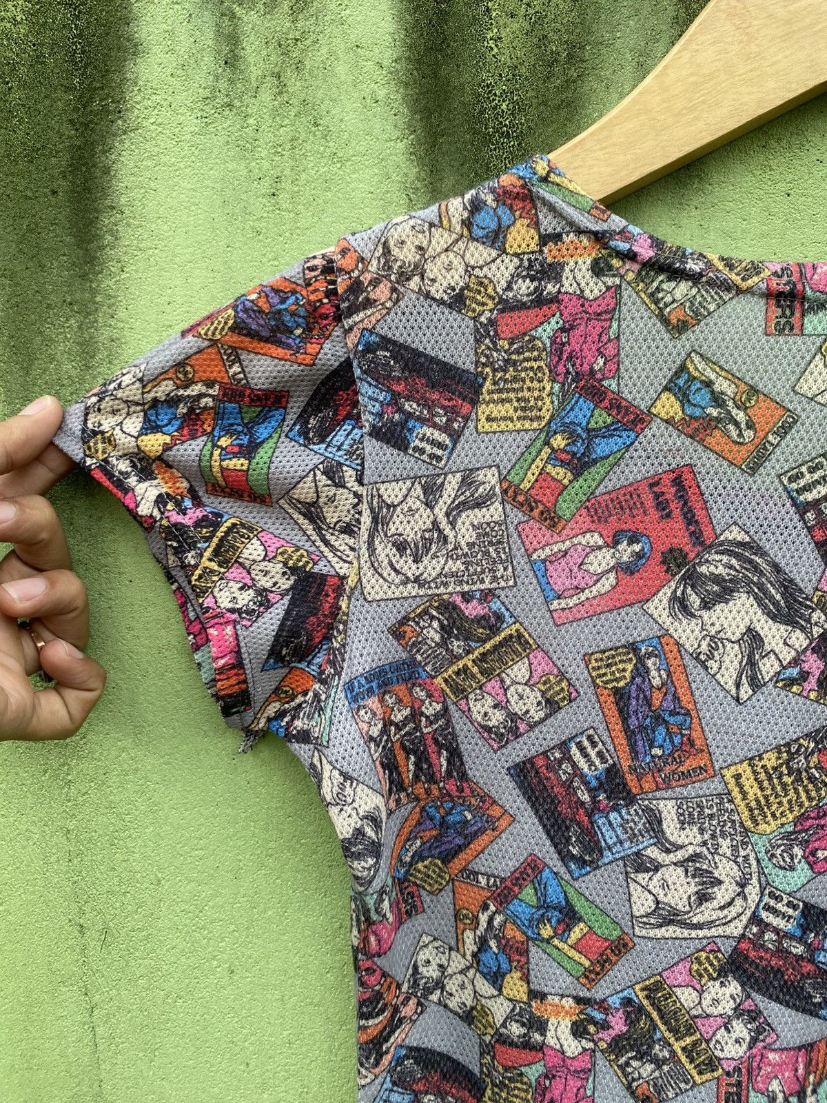 Japanese Brand Vintage Comic All-Over Print Mesh Tee Y2K Pop Art Collage Size ONE SIZE - 9 Thumbnail