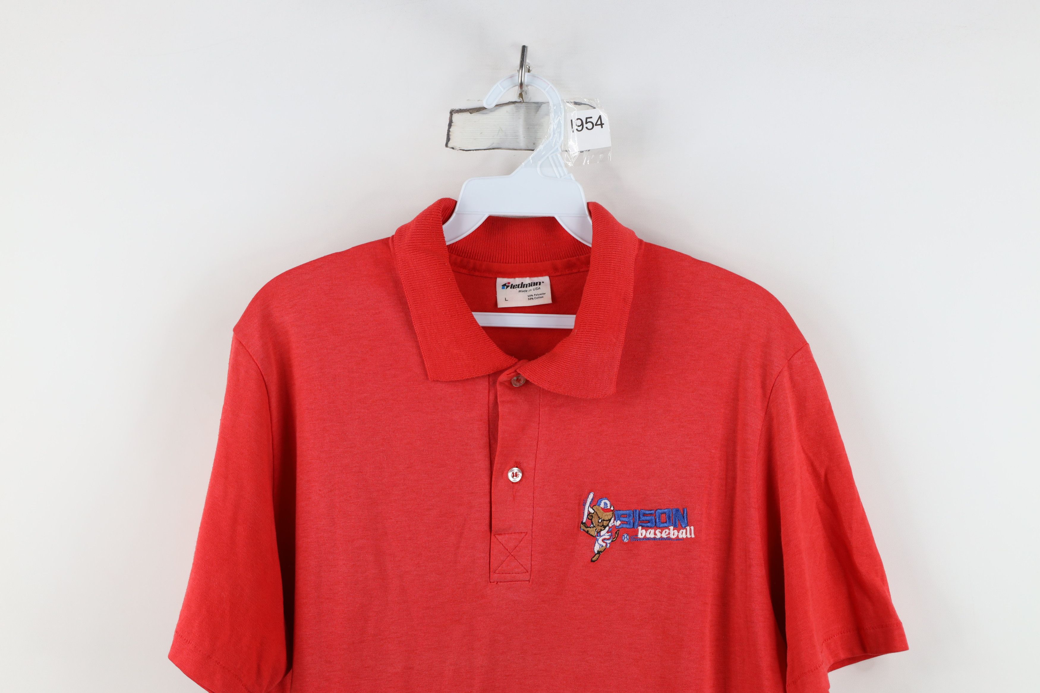 Vintage Vintage 90s Minor League Baseball Baseball Polo Red USA Size US L / EU 52-54 / 3 - 2 Thumbnail