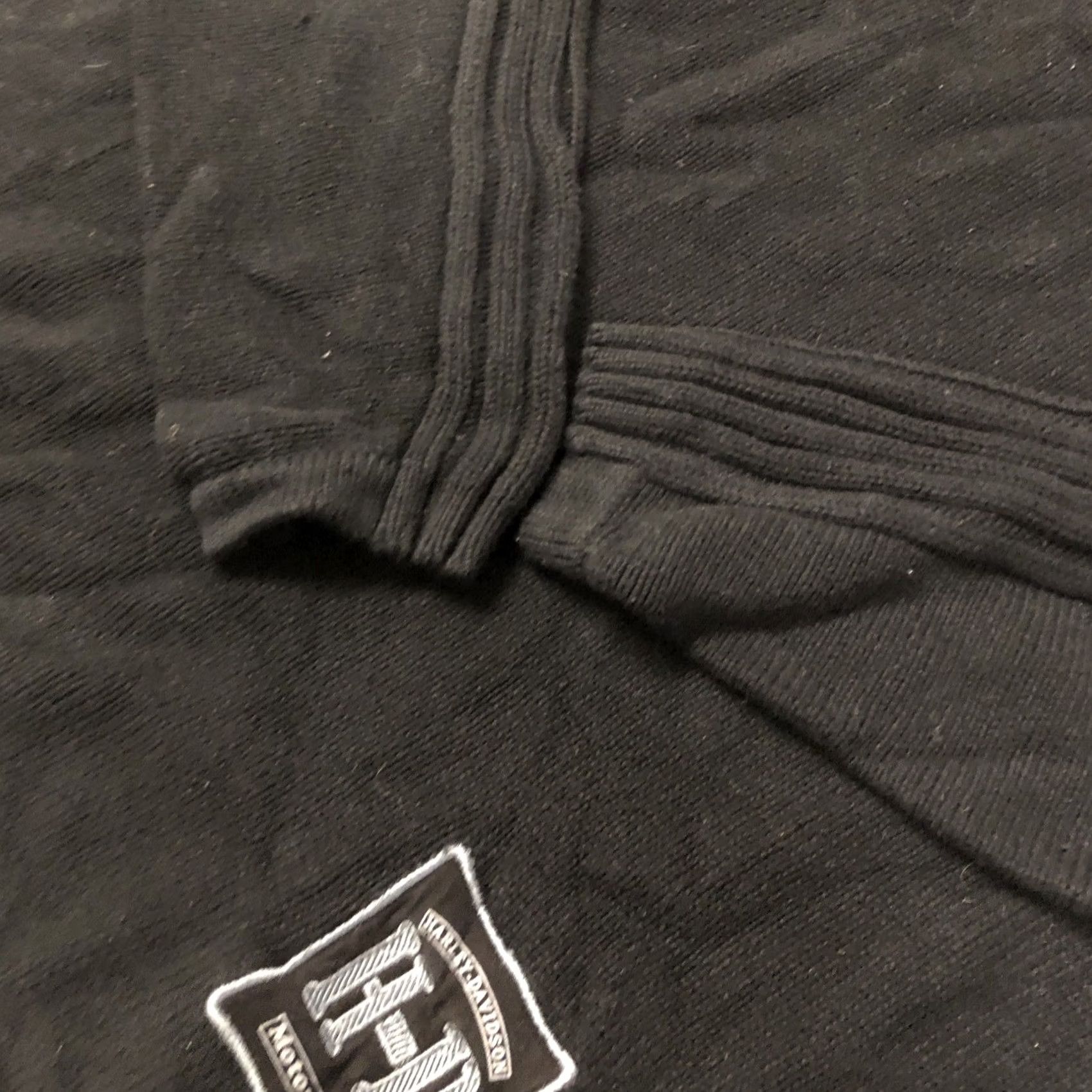 Harley Davidson Harley-Davidson Sweater Adult L Black Cotton Blend Wool 1/4 Zip Patch Logo Knit Long Sleeve Regular Mens Size US L / EU 52-54 / 3 - 3 Thumbnail