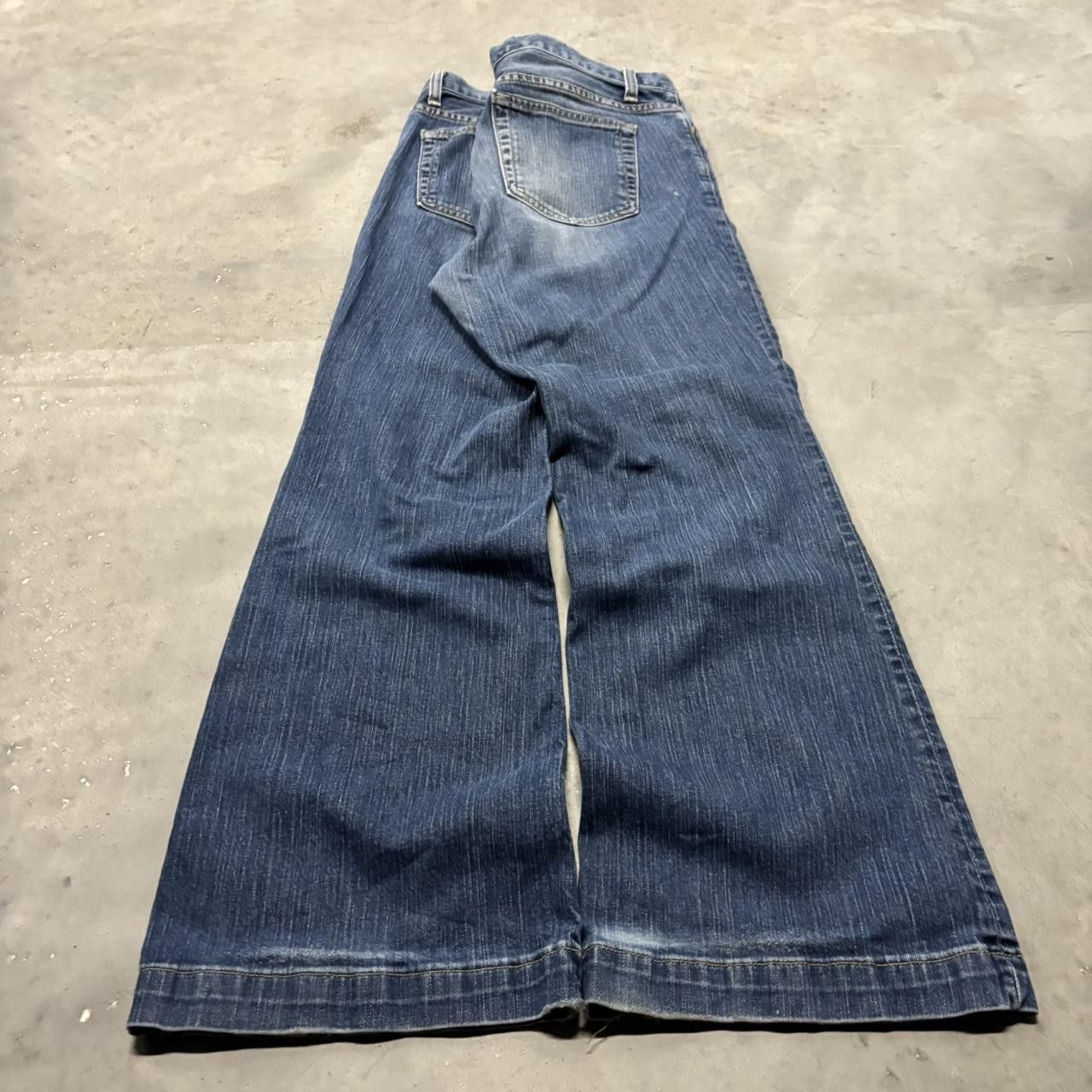 Japanese Brand × Vintage Crazy Vintage Y2K/2000s Dark Blue Wash Bootcut Streetwear Denim Jeans! Size US 34 / EU 50 - 4 Thumbnail