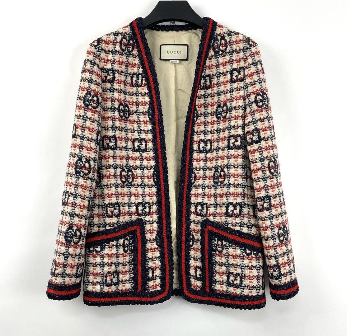 Gucci Gucci/Double G All-Over Print Tweed Coat K12 Size XS / US 0-2 / IT 36-38 - 1 Thumbnail