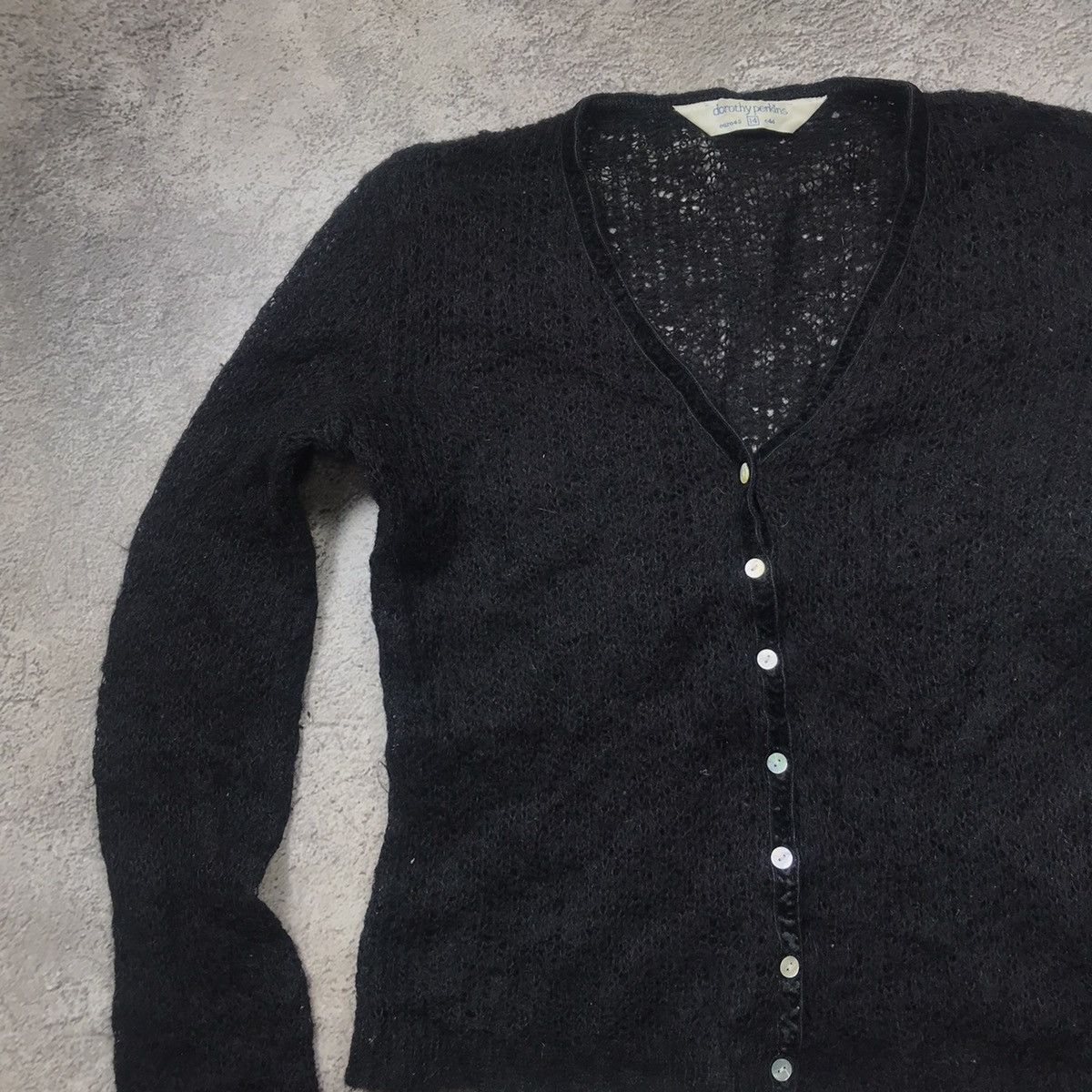 Vintage Vintage 90s Y2K Black Mohair Cardigan Grunge Preppy Logo S Size S / US 4 / IT 40 - 3 Thumbnail