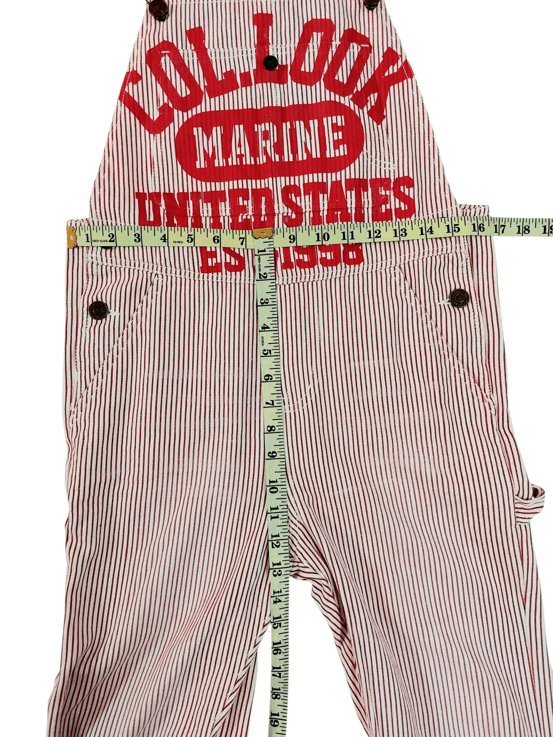 Vintage Rare 💥 Co and Lu 90's Hickory Stripe Big Logo Overalls Size 31" - 14 Thumbnail