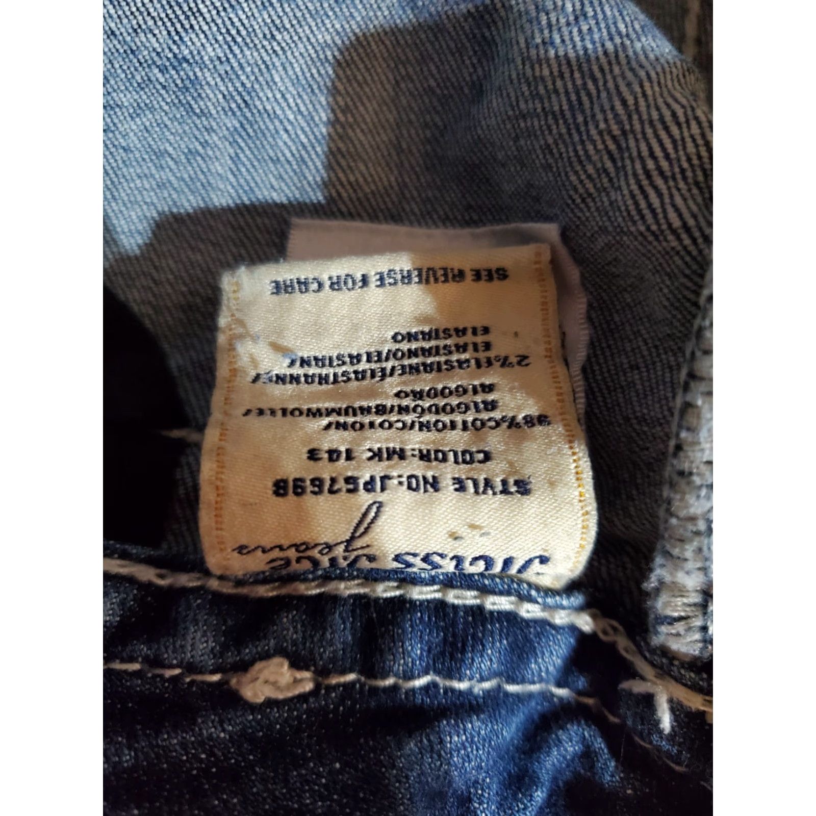 Miss Me VINTAGE: MISS ME Jeans 27/34 Bootcut Blue Leather Embroidered Rhinestone Studded Distressed Pockets 32in Inseam Womens Jeans Mens? Size 27" / US 4 / IT 40 - 6 Thumbnail