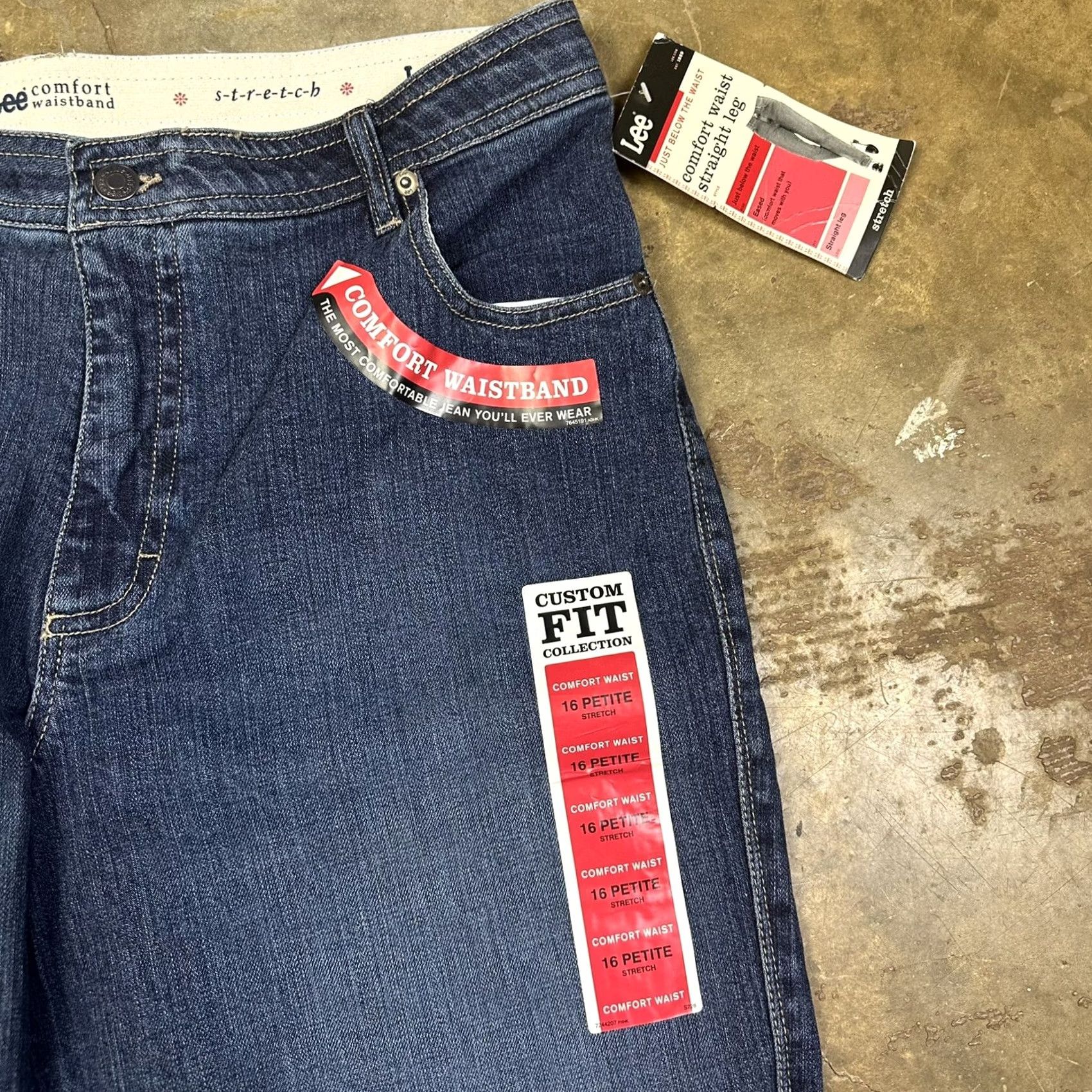Lee Lee Womens Blue Denim Straight Leg Stretch Jeans 16P Comfort Waistband 32x28 Size 38" / US 16 / IT 52 - 7 Thumbnail