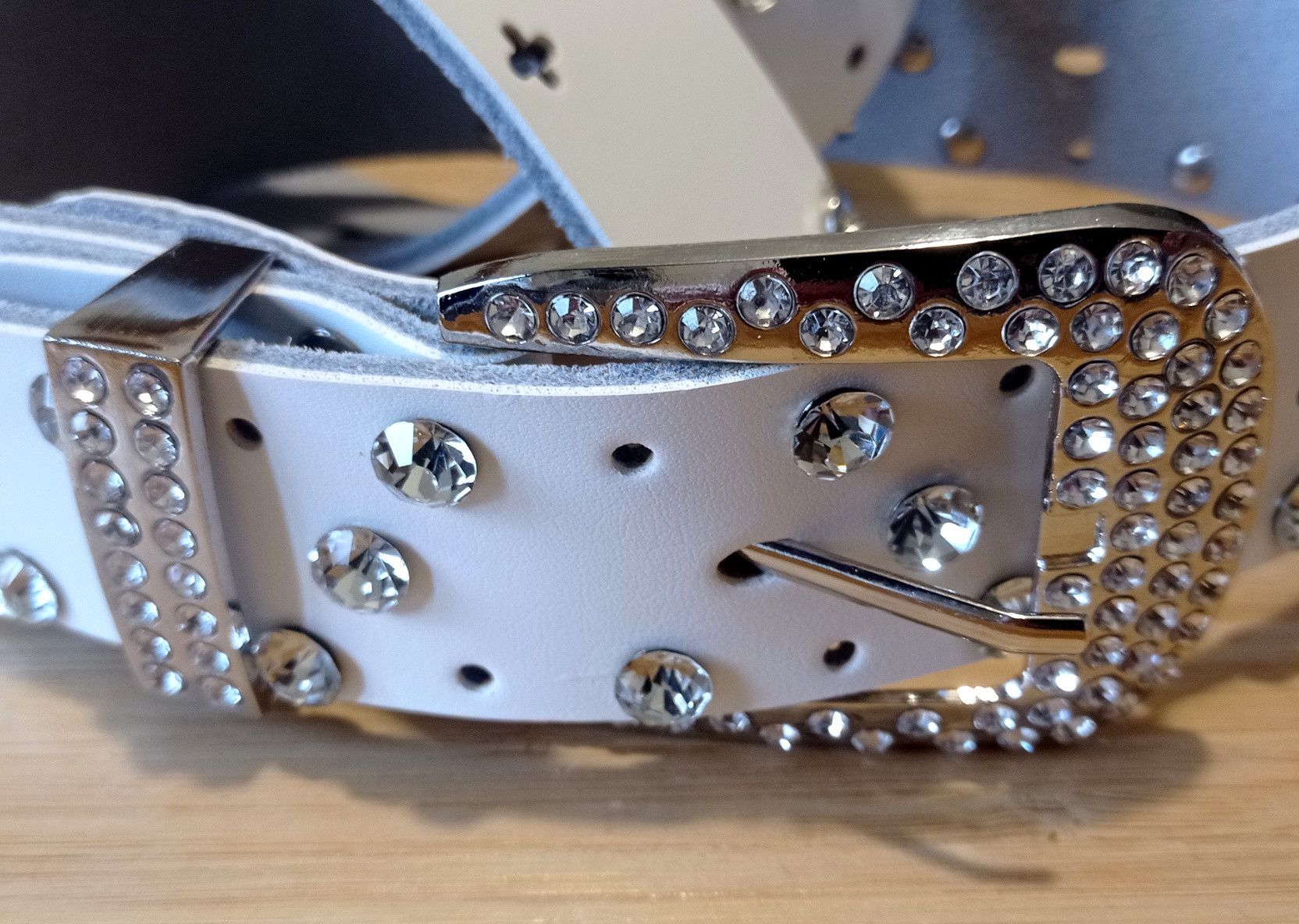 Japanese Brand × Vintage Vintage Punk Goth Cross Hollow Emboss Crystal Leather Belt Size ONE SIZE - 2 Thumbnail