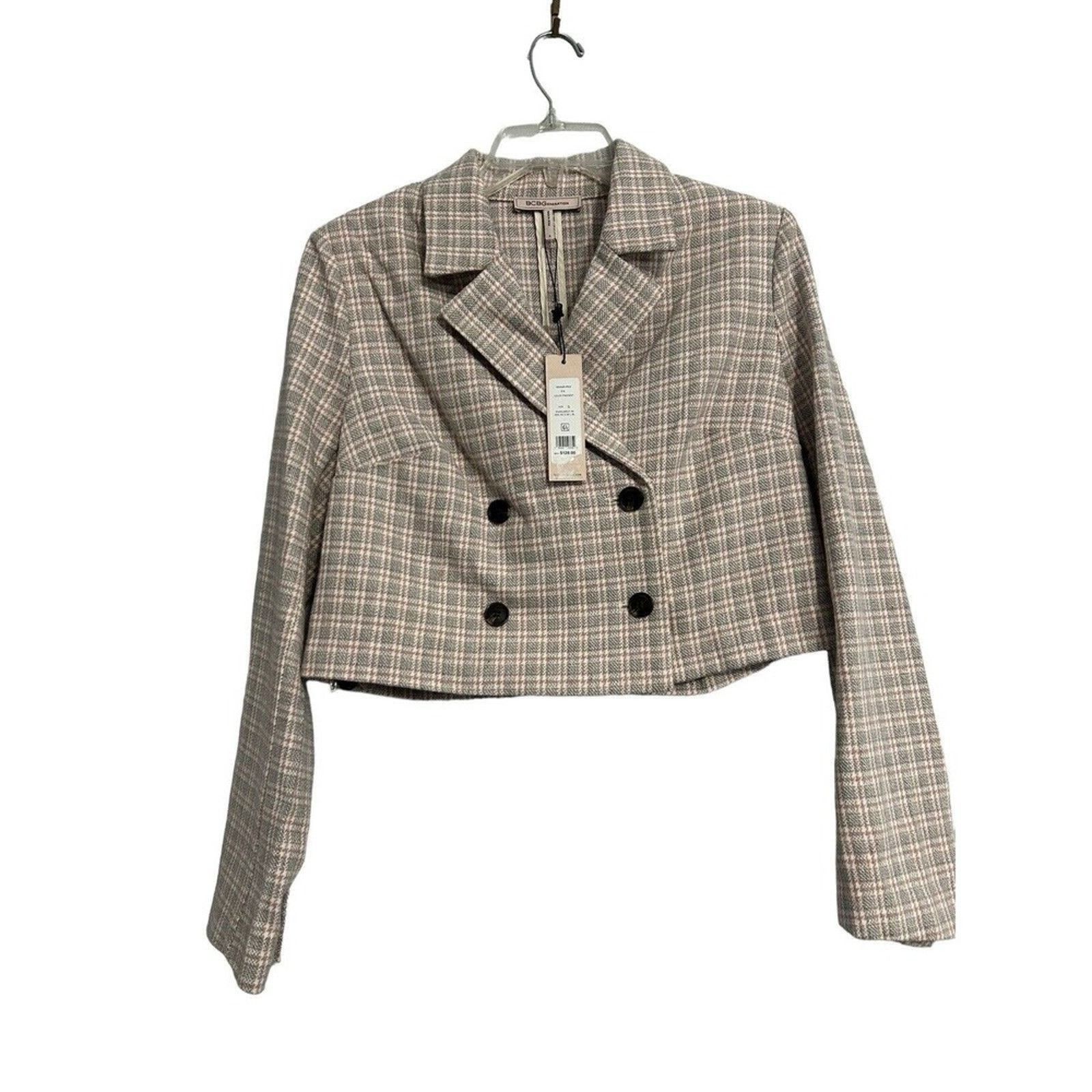 Other BCBGeneration Pink Grey Tweed Cropped NWT Blazer Small Size S / US 4 / IT 40 - 1 Thumbnail