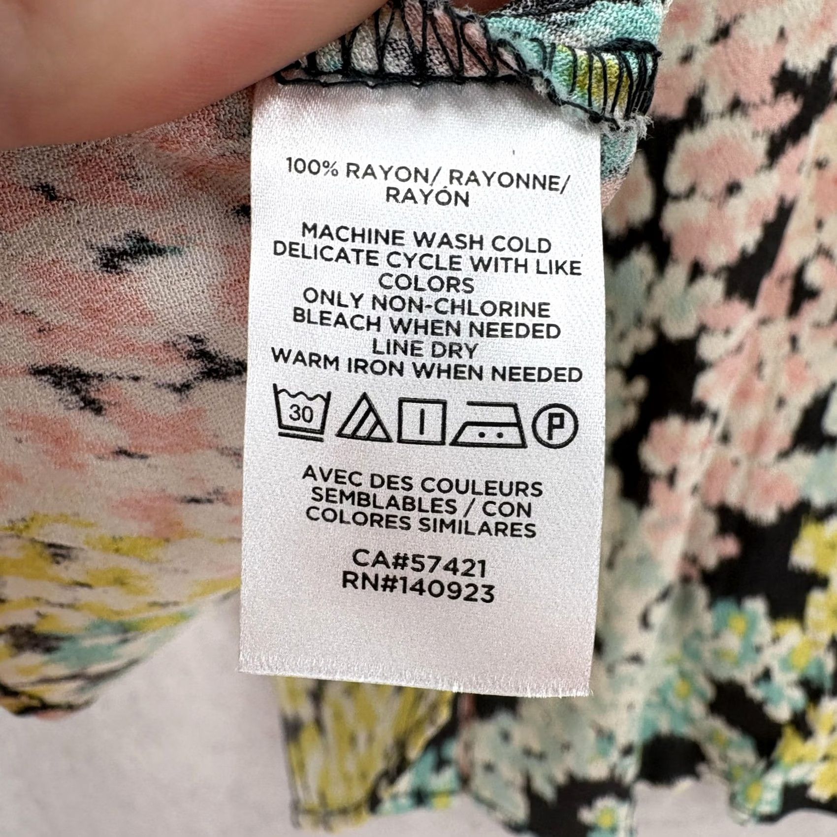 Loft Loft Womens Large Multicolor Floral Scoop Neck Button Front Long Sleeve Size L / US 10 / IT 46 - 6 Thumbnail