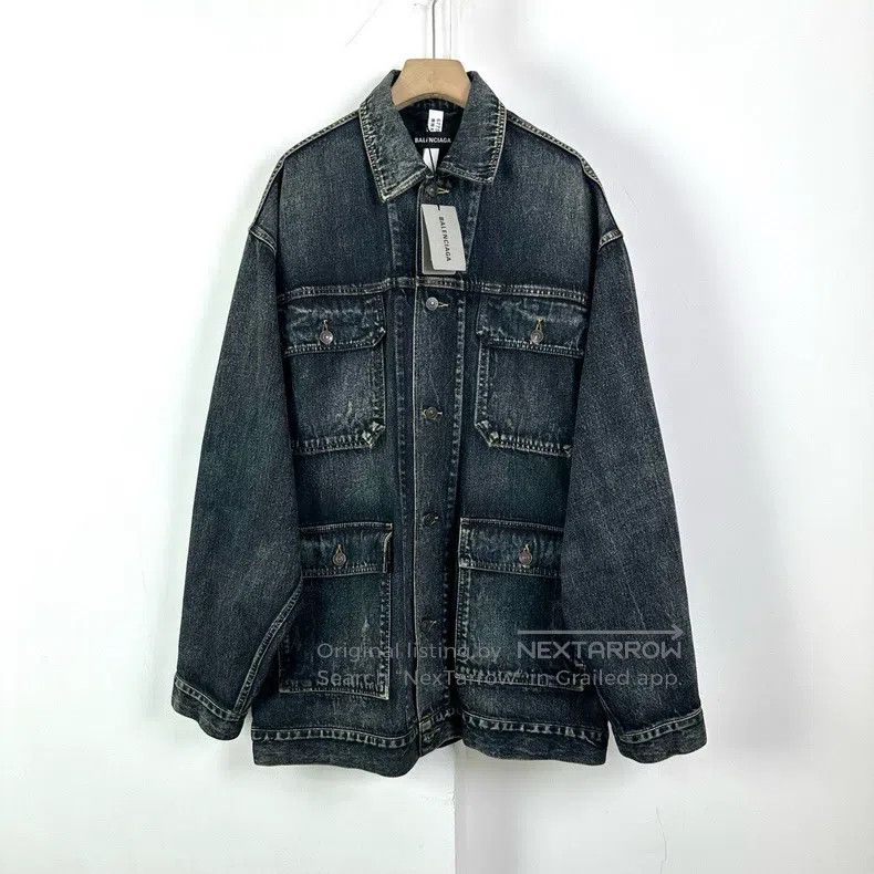 Balenciaga Balenciaga News Embroidered Logo Denim Jacket Size US S / EU 44-46 / 1 - 1 Thumbnail