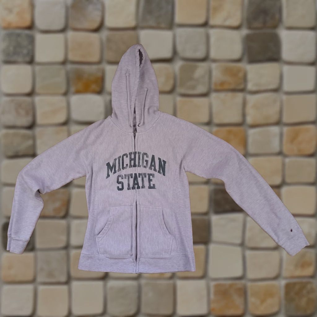 Champion Champion Shirt Womens S cream Michigan State Spartans Reverse Weave Small Full Zip Hooded Sweatshirt Size S / US 4 / IT 40 - 1 Thumbnail
