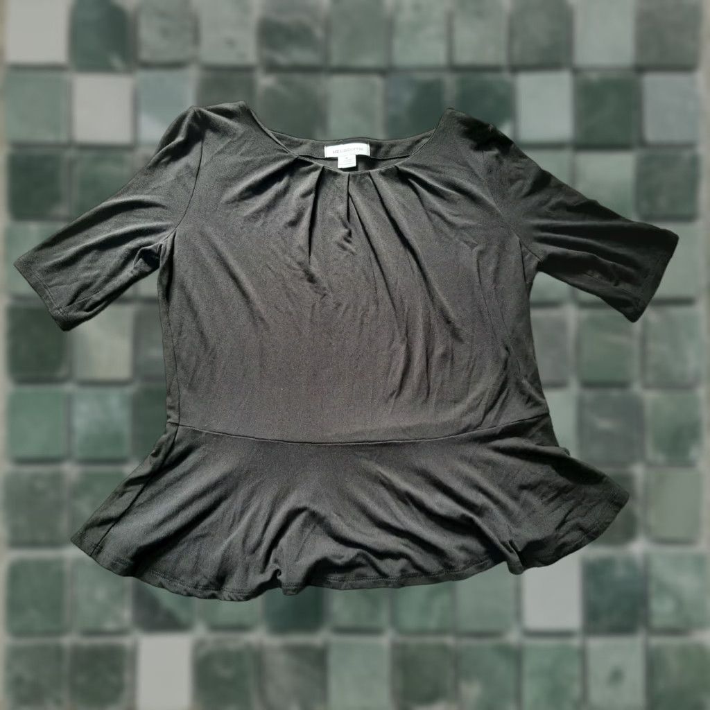 Liz Claiborne Liz Claiborne Women's Top Blouse Short Sleeve Black M Rayon Spandex Shirt Ladies Clothing Top 2020s Size M / US 6-8 / IT 42-44 - 1 Thumbnail