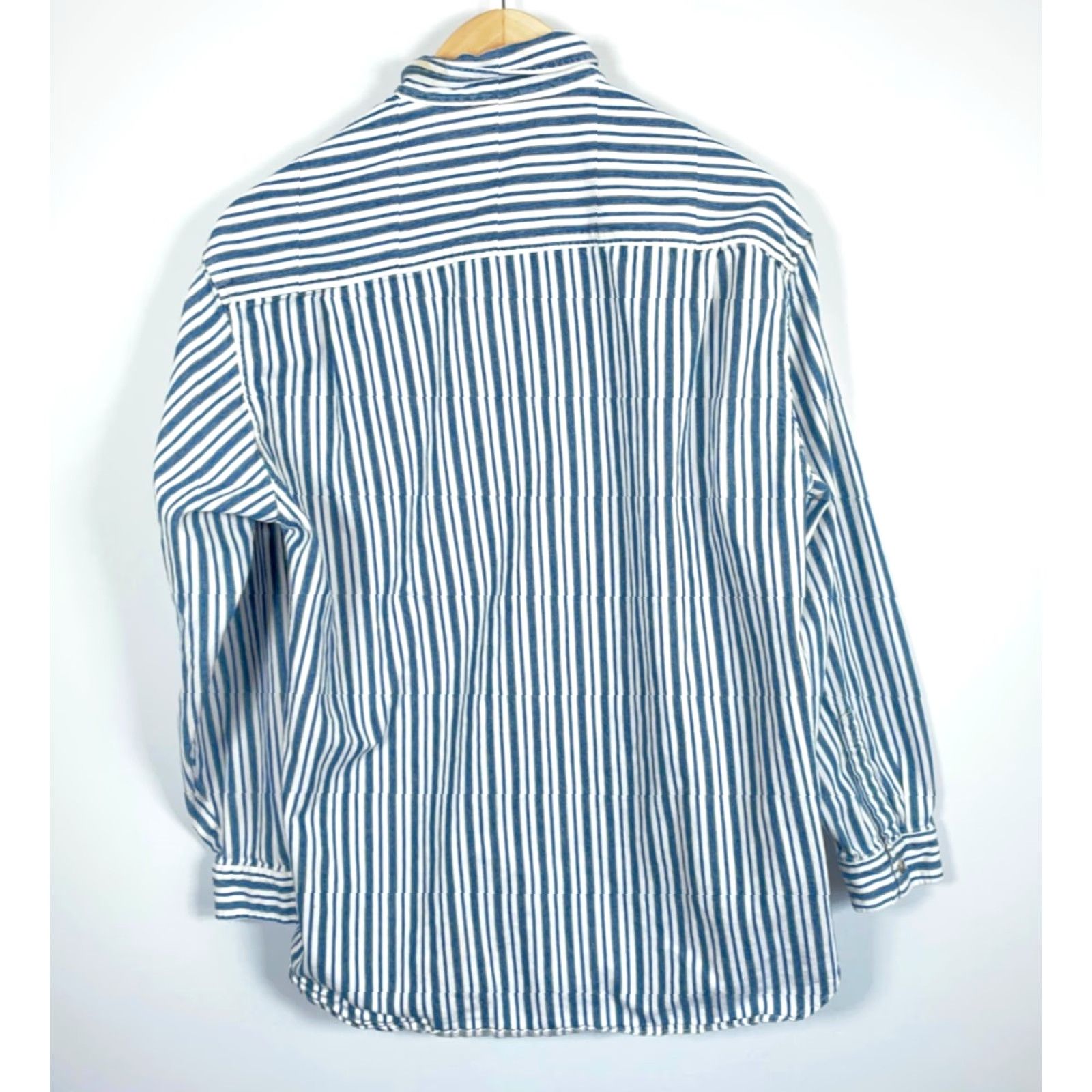 Guess VINTAGE GUESS Jeans Striped Long Sleeve Shirt Men's Medium Blue White Button-Down Collar 90s Casual USA Tag Mens Size US M / EU 48-50 / 2 - 2 Thumbnail