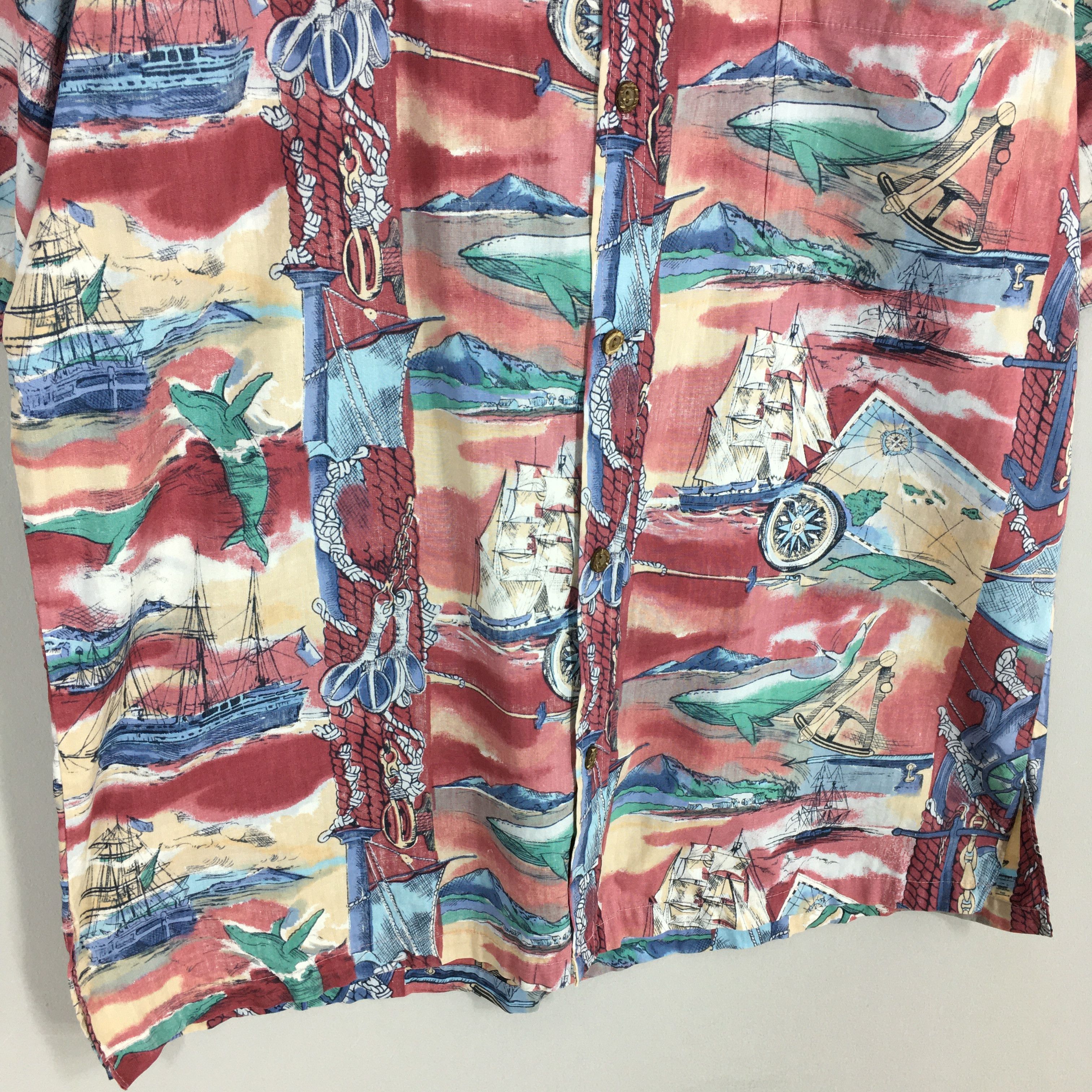 IOLANI Vintage Kalani Big Whale Sailing Beach Hawaiian Shirt XLarge Size US XL / EU 56 / 4 - 4 Thumbnail