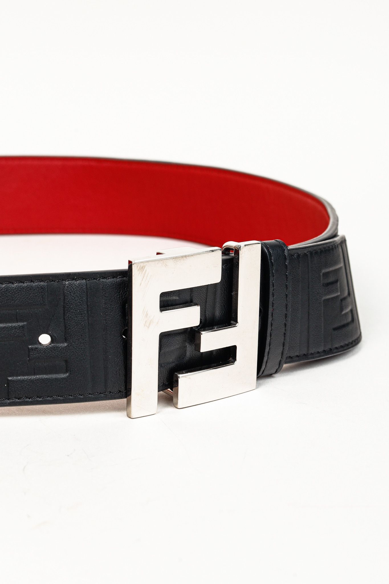 Fendi Fendi Black Monogram-Embossed Logo-Buckle Belt Size ONE SIZE - 3 Thumbnail
