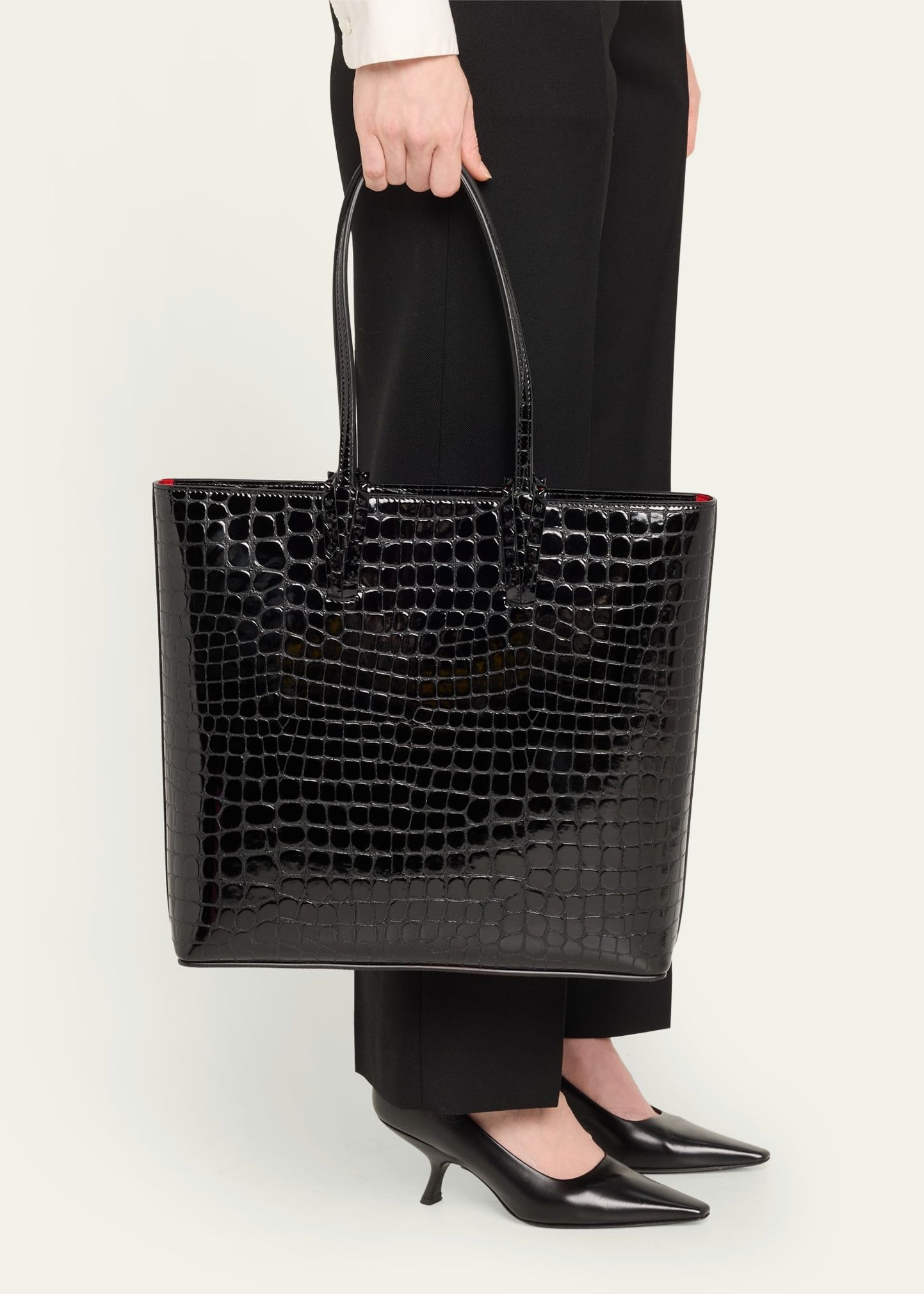Christian Louboutin CHRISTIAN LOUBOUTIN Cabata black croc embossed leather tote Size ONE SIZE - 3 Thumbnail