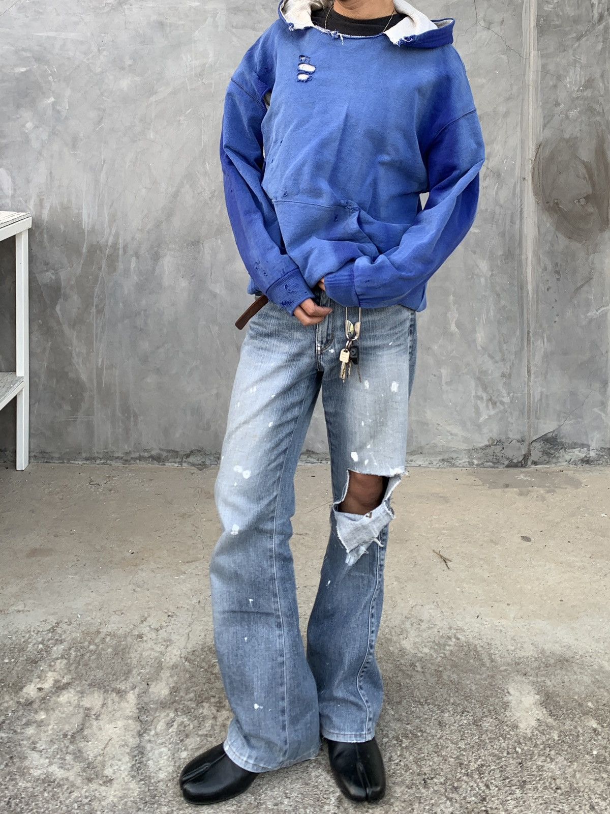 Vintage Thrashed Vintage Thermal Lined Hoodie Distressed ERD Size US M / EU 48-50 / 2 - 7 Thumbnail