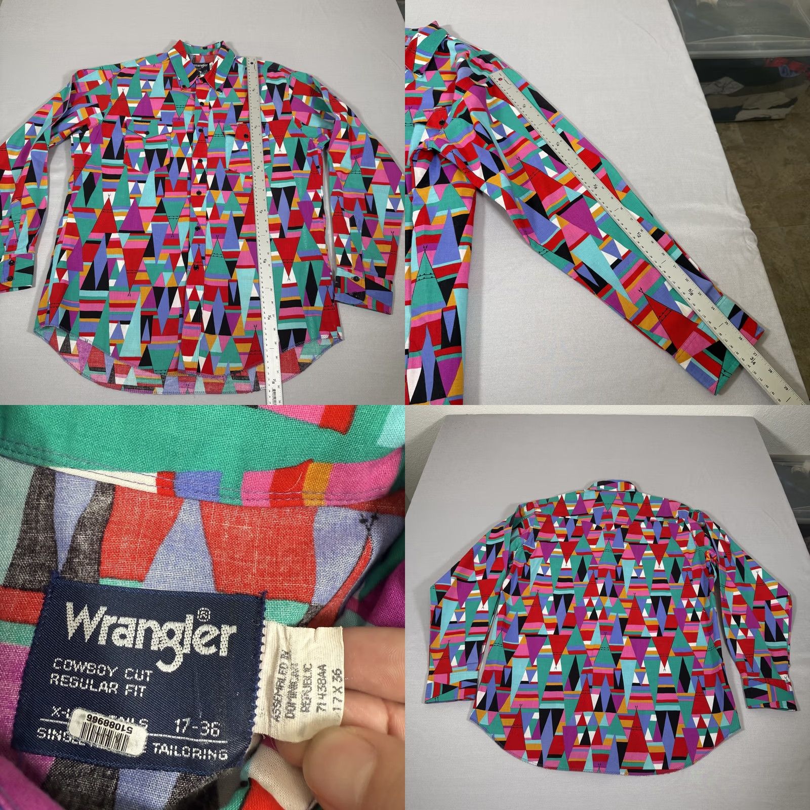 Wrangler VINTAGE Wrangler Shirt Mens XL Aztec Brushpopper Button Up Teepee Western 90s Size US XL / EU 56 / 4 - 8 Thumbnail