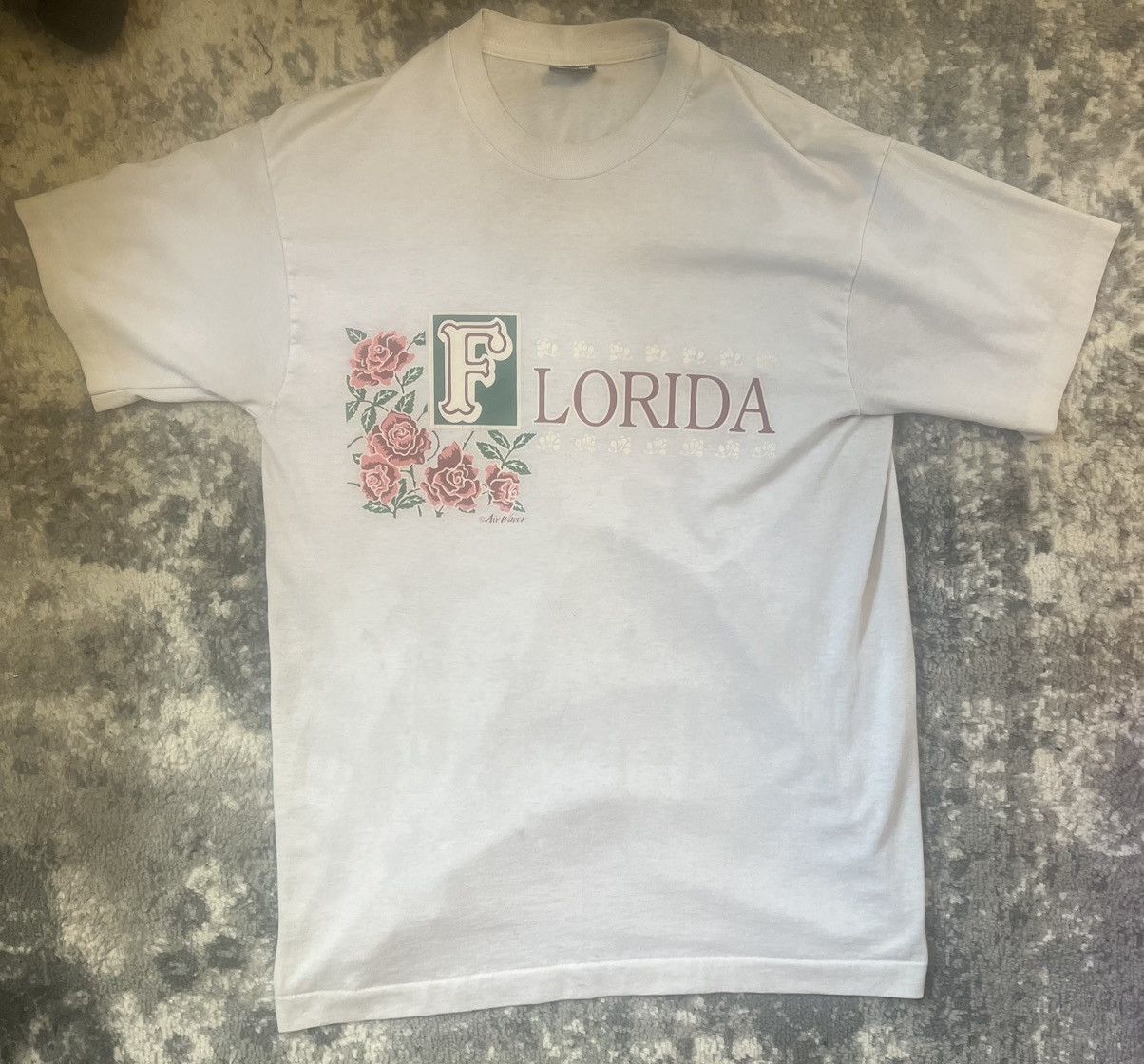 Vintage VINTAGE Air Waves Florida roses floral t-shirt - white - L Size US L / EU 52-54 / 3 - 1 Thumbnail