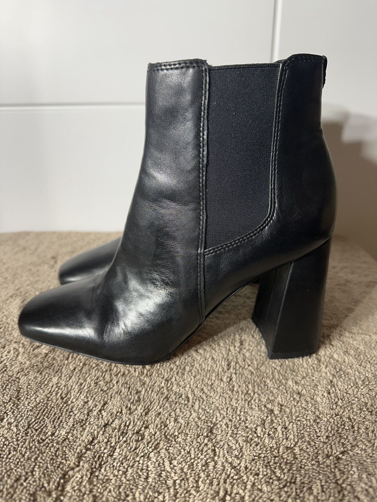 Sam Edelman Sam Edelman Chiara Leather Block Heel Booties Size US 7 / IT 37 - 1 Thumbnail