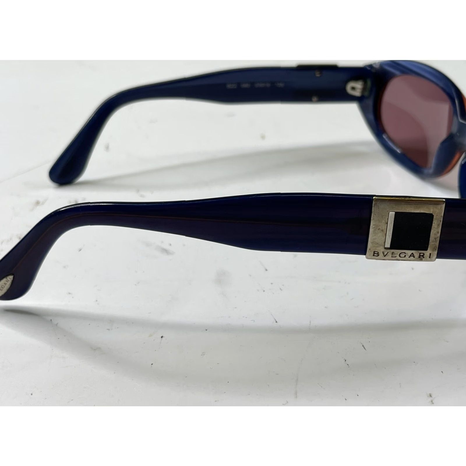 Bvlgari BVLGARI Womens Sunglasses Designer Blue 822 Rectangle 1990s Y2K Vintage Back square logo glued Size ONE SIZE - 5 Thumbnail