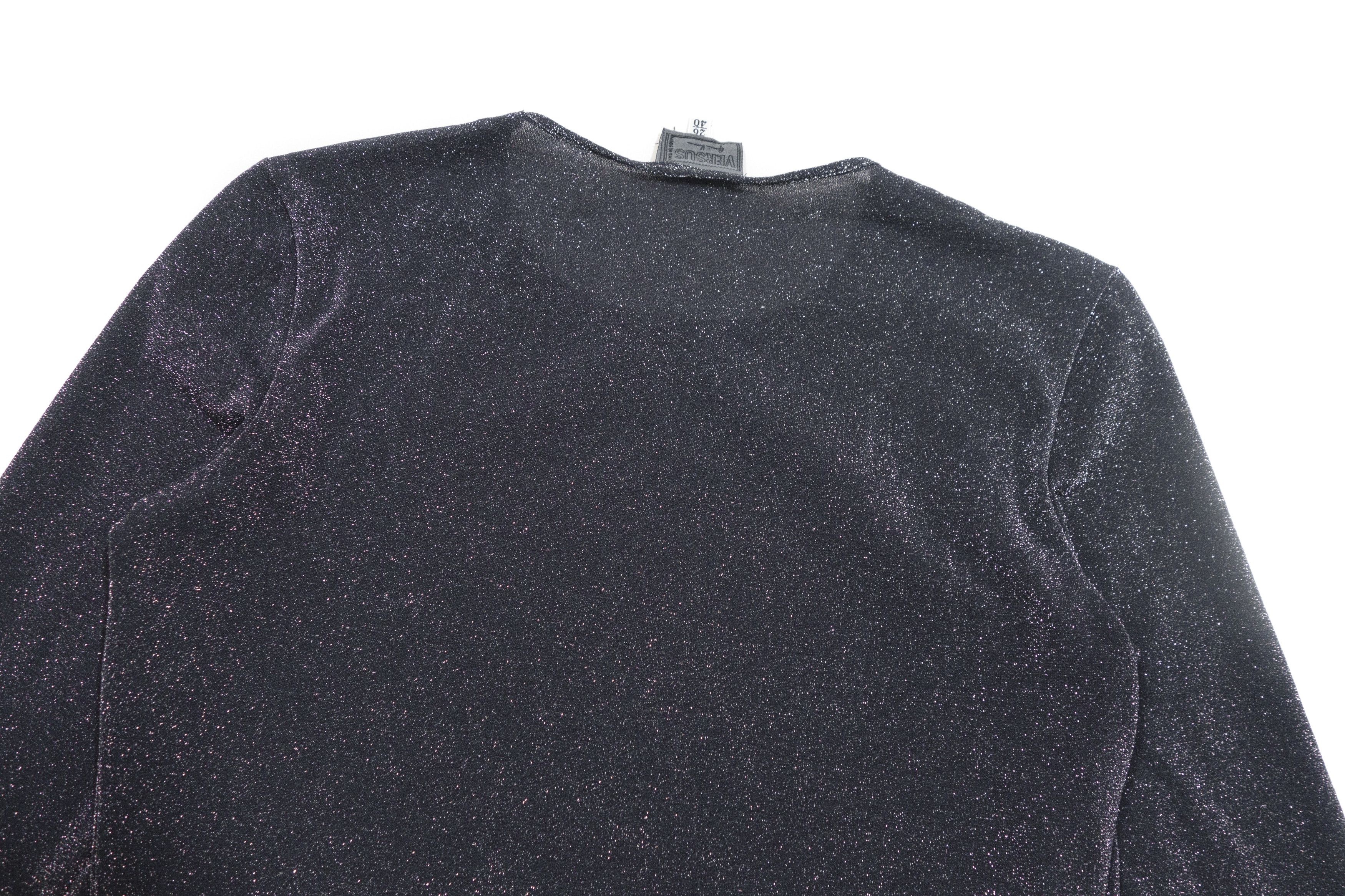 Versus Versace 90s Silver Metallic Glitter Lurex Long Sleeve Shirt Size S / US 4 / IT 40 - 4 Thumbnail