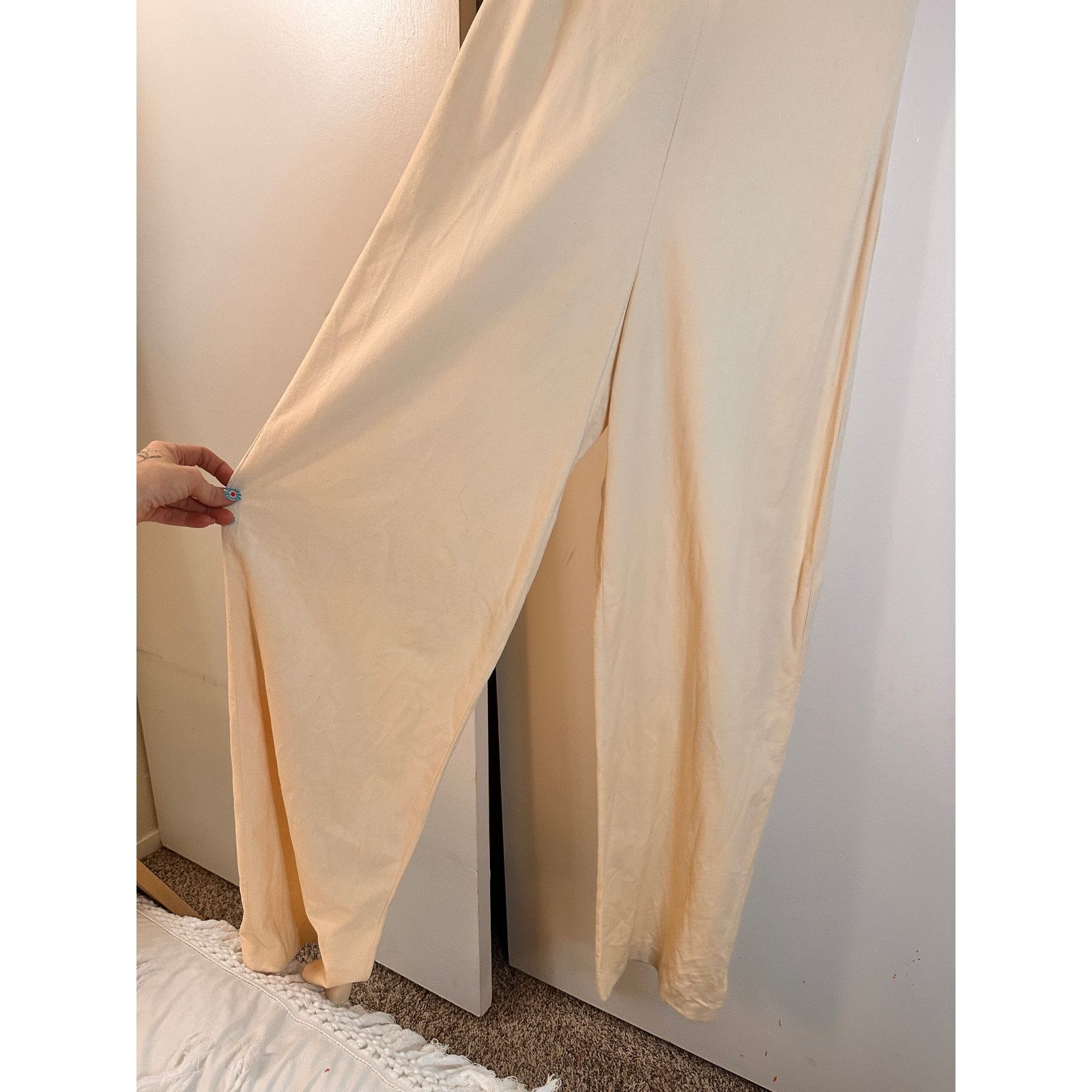 Homemade Retro 1970s Orange and Cream Jumpsuit Size 27" / US 4 / IT 40 - 7 Thumbnail