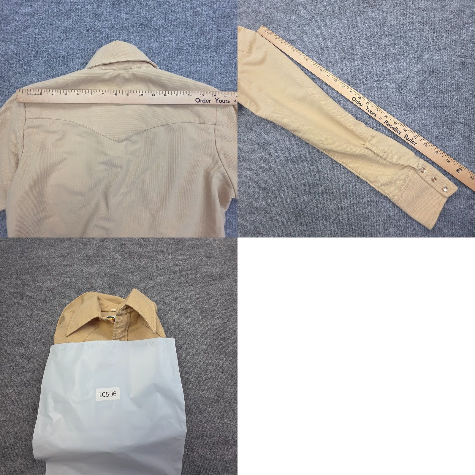 Vintage VINTAGE Miller Shirt Mens Small 15-34 Beige Micro-Corduroy Pearl Snap USA Shirt Mens Small Beige Micro-Corduroy Pearl Snap Western Pockets Mens Size US S / EU 44-46 / 1 - 8 Thumbnail