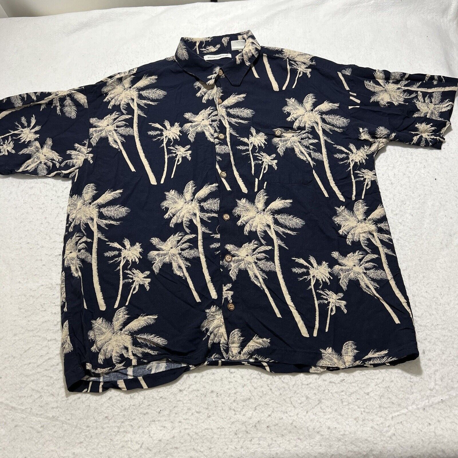 Knightsbridge Knightsbridge XXL Hawaiian Palm Tree Navy Button Up Shirt Size US XXL / EU 58 / 5 - 1 Thumbnail