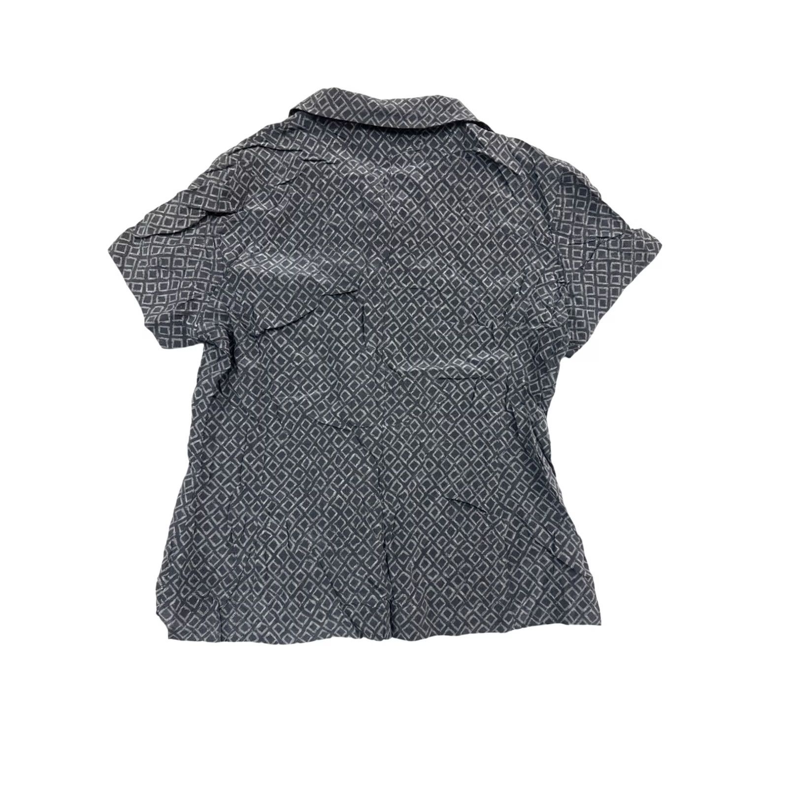 Jones New York VINTAGE Jones New York Blouse Silk Black Grey Size 8 Womens Collared 100% Silk Basic Jacket? Size M / US 6-8 / IT 42-44 - 2 Thumbnail