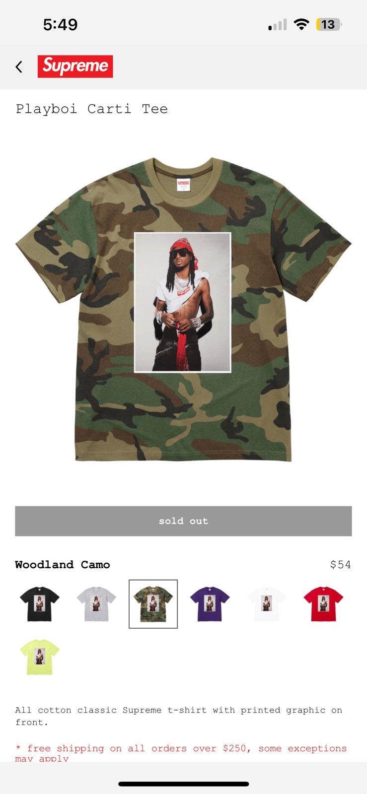 Supreme Supreme x carti Size US L / EU 52-54 / 3 - 1 Thumbnail