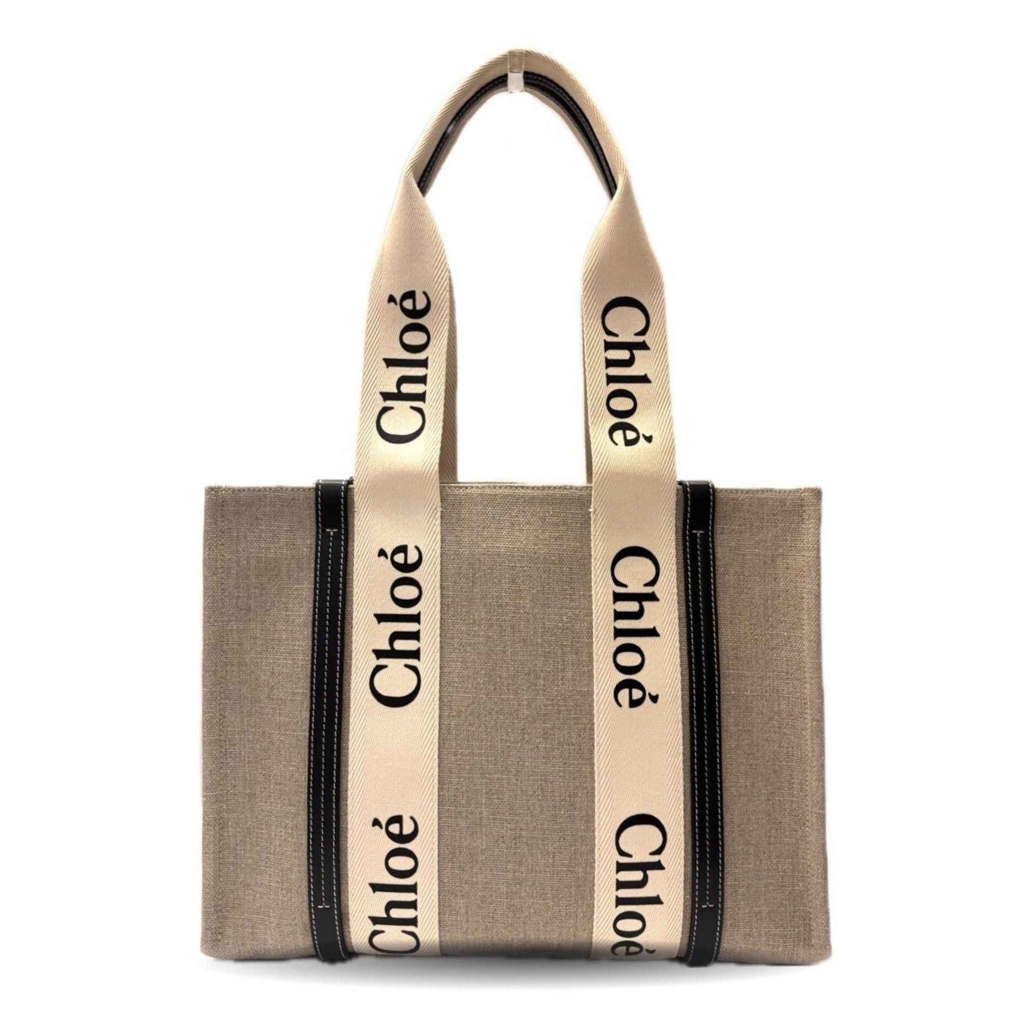 Chloe Chloé Chloe Woody Medium Tote Bag in Beige Canvas (CHC21US383E6691J) Size ONE SIZE - 1 Thumbnail