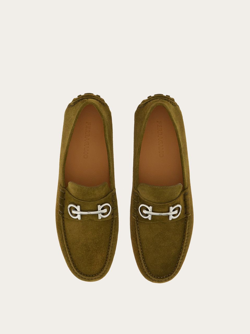 Salvatore Ferragamo o1s1rm0724 Plain Leather Loafers in Olive Green Size US 10 / EU 43 - 2 Thumbnail