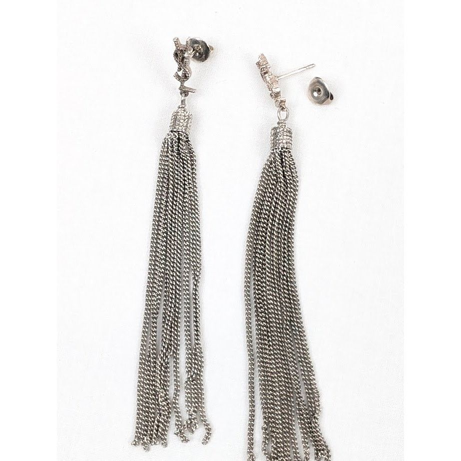 Saint Laurent Paris o1rshd1 Size: OS / Metal Brass Earrings in Argent Oxyde Size ONE SIZE - 11 Thumbnail