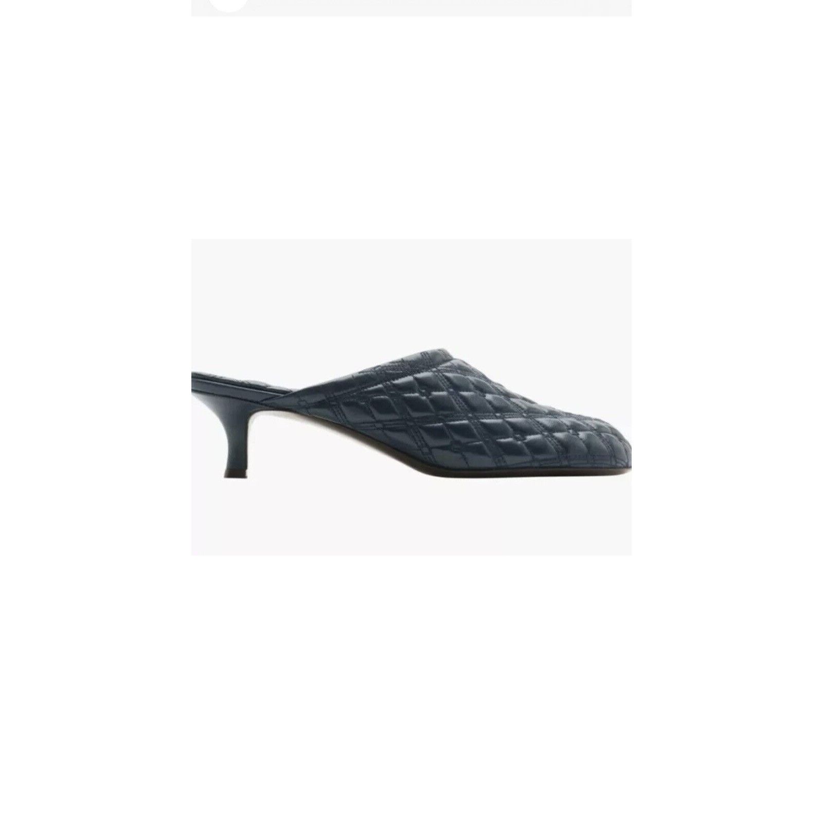 Burberry NWB Burberry Kitten Heel Navy Blue Quilted Logo EKD Mules Sl Size US 9 / IT 39 - 1 Thumbnail