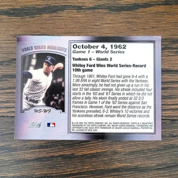 MLB Whitey Ford 1962 World Series Highlights Foil Trading Card Size ONE SIZE - 2 Thumbnail