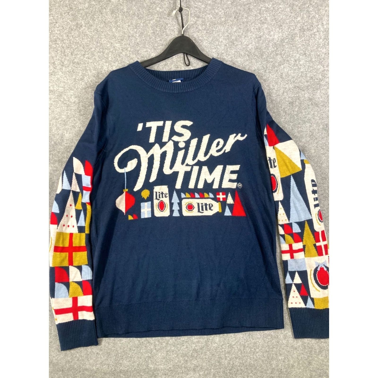 Vintage Miller Lite Christmas Holiday Ugly Pullover Sweater Mens XL Blue Graphic Crew Neck Long Sleeve Knit Size US XL / EU 56 / 4 - 2 Thumbnail