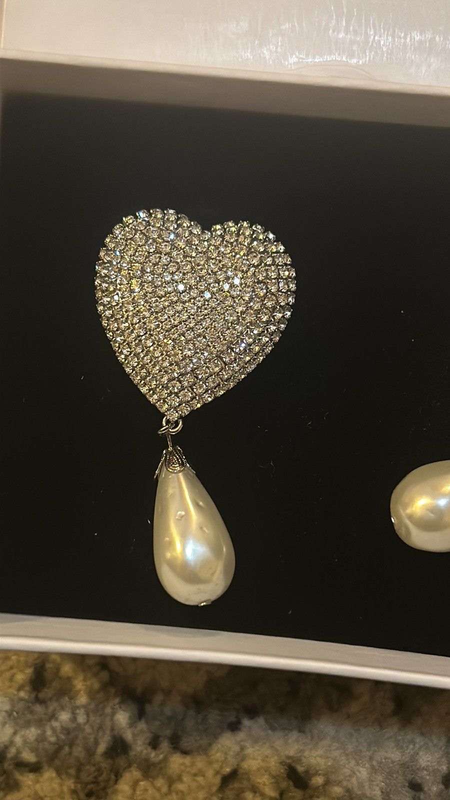 Alessandra Rich Alessandra Rich Heart Silver-tone Faux pearl Clip Earring Size ONE SIZE - 7 Thumbnail