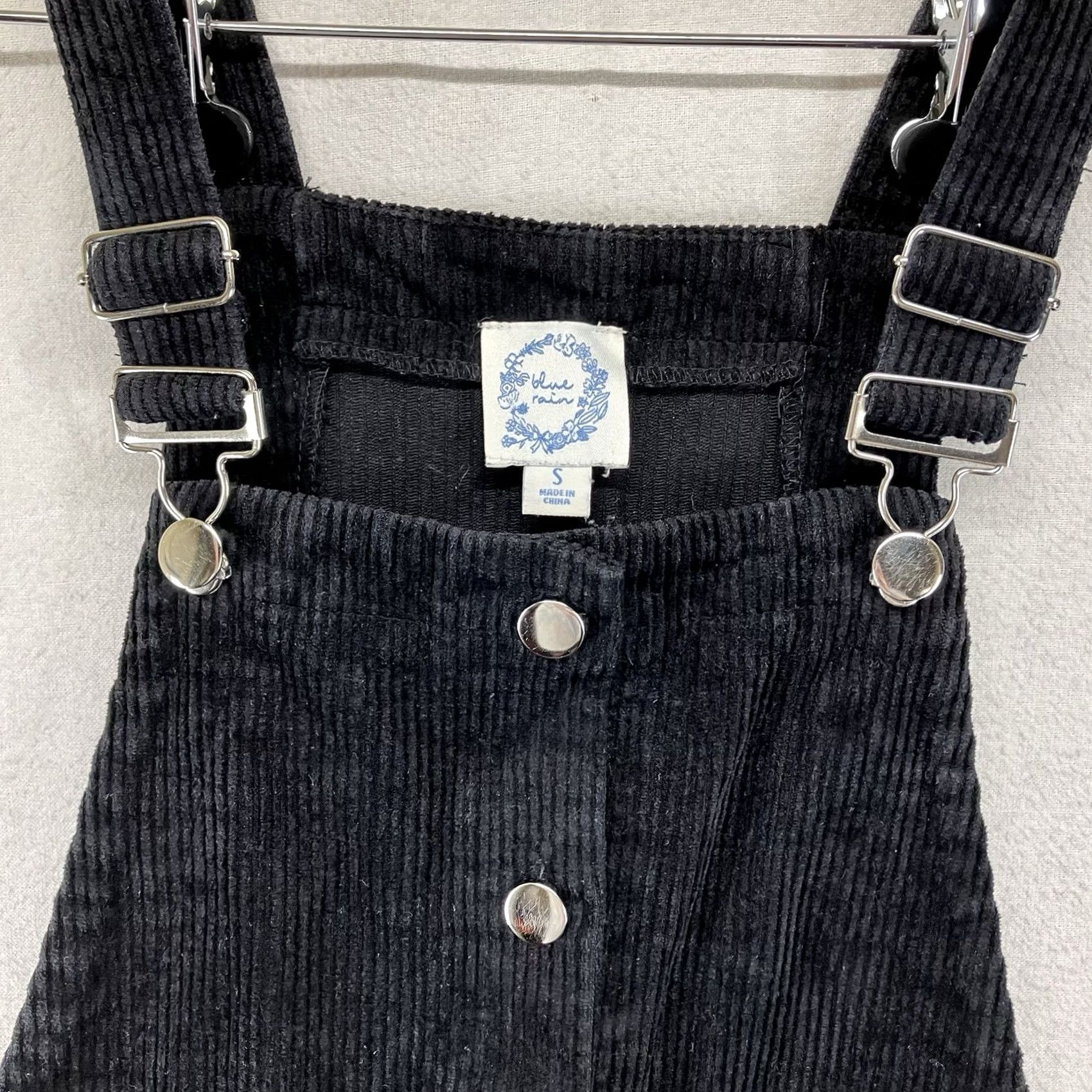 Vintage Women's Overall Skirt Black Corduroy Small Adjustable Pockets Casual Woman Short 80s Geek Retro Blue Rain Size 32" / US 10 / IT 46 - 6 Thumbnail