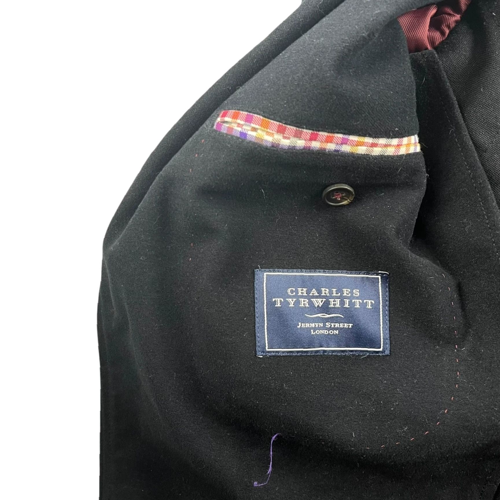 Charles Tyrwhitt Charles Tyrwhitt Blazer Jacket Men’s 40R 100% Cotton Flannel Black Two-Button Double-Vented Notch Lapel House Casual Formal Vintage No Size 40R - 4 Thumbnail