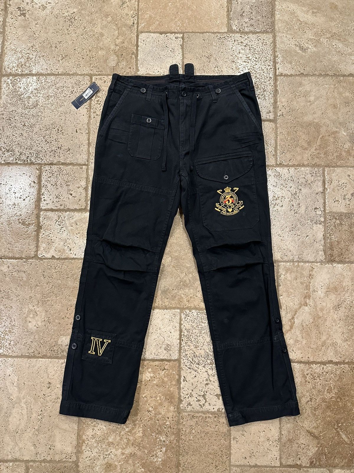 image of Polo Ralph Laurent Snow Challenge Crest Black Cargo Pants, Men's (Size 36)