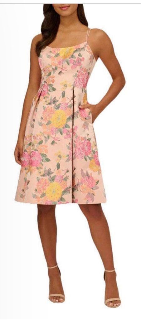 Adrianna Papell Adrianna Papell Floral Cocktail Dress Size 4 Pink Multi Size S / US 4 / IT 40 - 1 Thumbnail