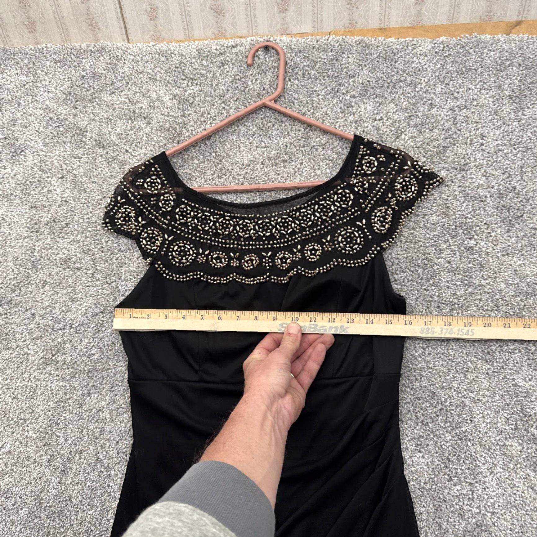 Vintage VINTAGE MSK Cocktail Dress Sz 10 Rhinestones LBD Elegant Glam Chic Date Night Party Midi Womens Size L / US 10 / IT 46 - 3 Thumbnail