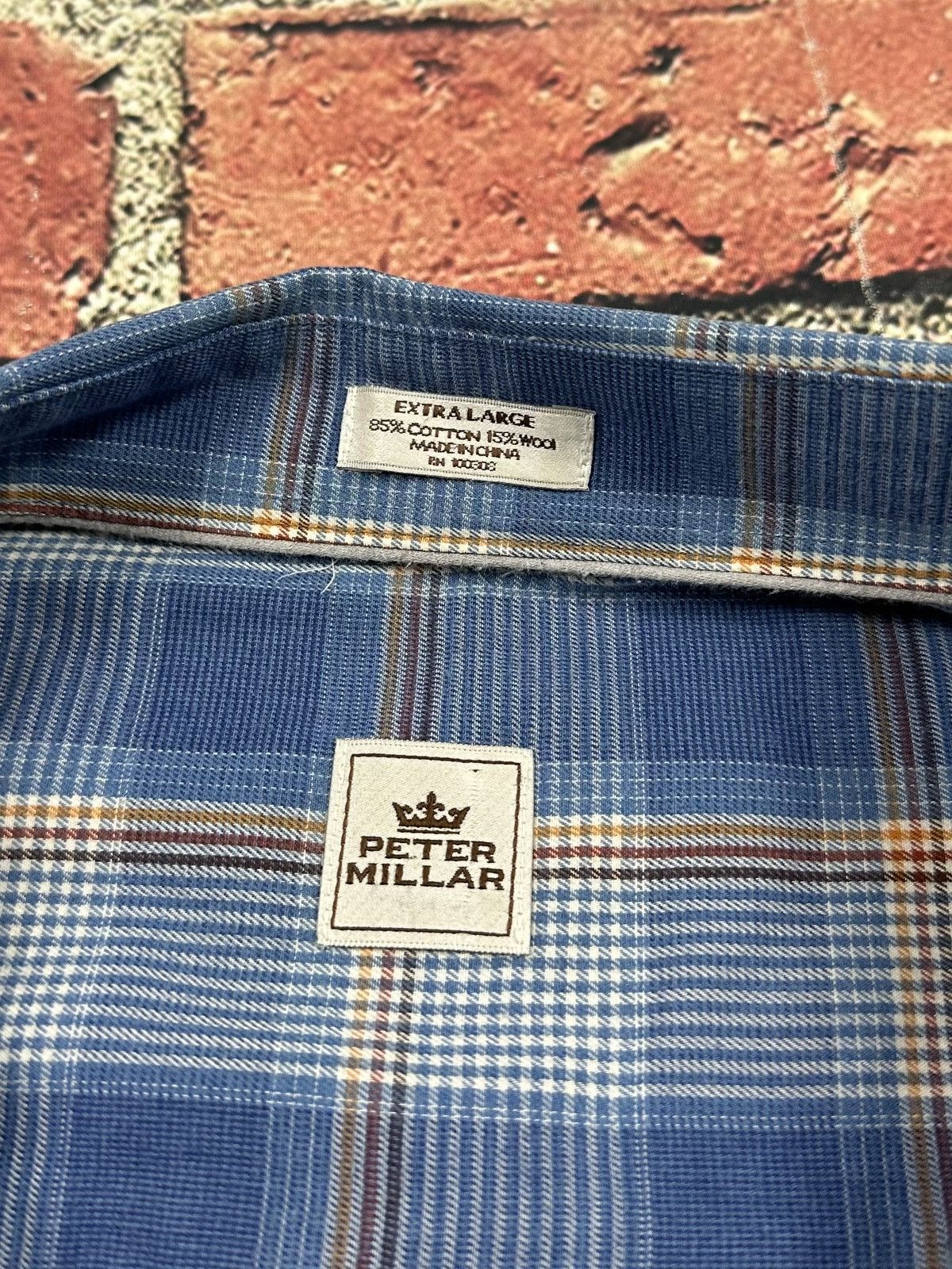 Peter Millar Peter Millar Shirt Plaid Wool Blend Button Down Long Sleeve Size US XL / EU 56 / 4 - 9 Thumbnail