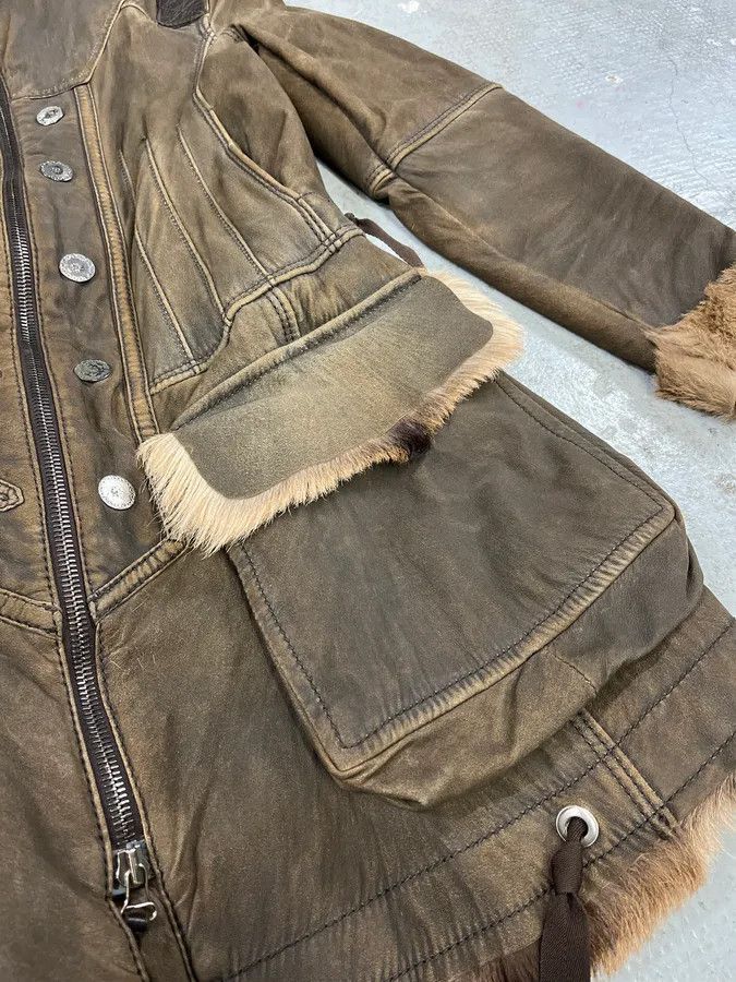 Designer × Marithe + Francois Girbaud × Vintage 2000s Marithé + François Girbaud Fur Brown Leather Jacket Size S / US 4 / IT 40 - 9 Thumbnail