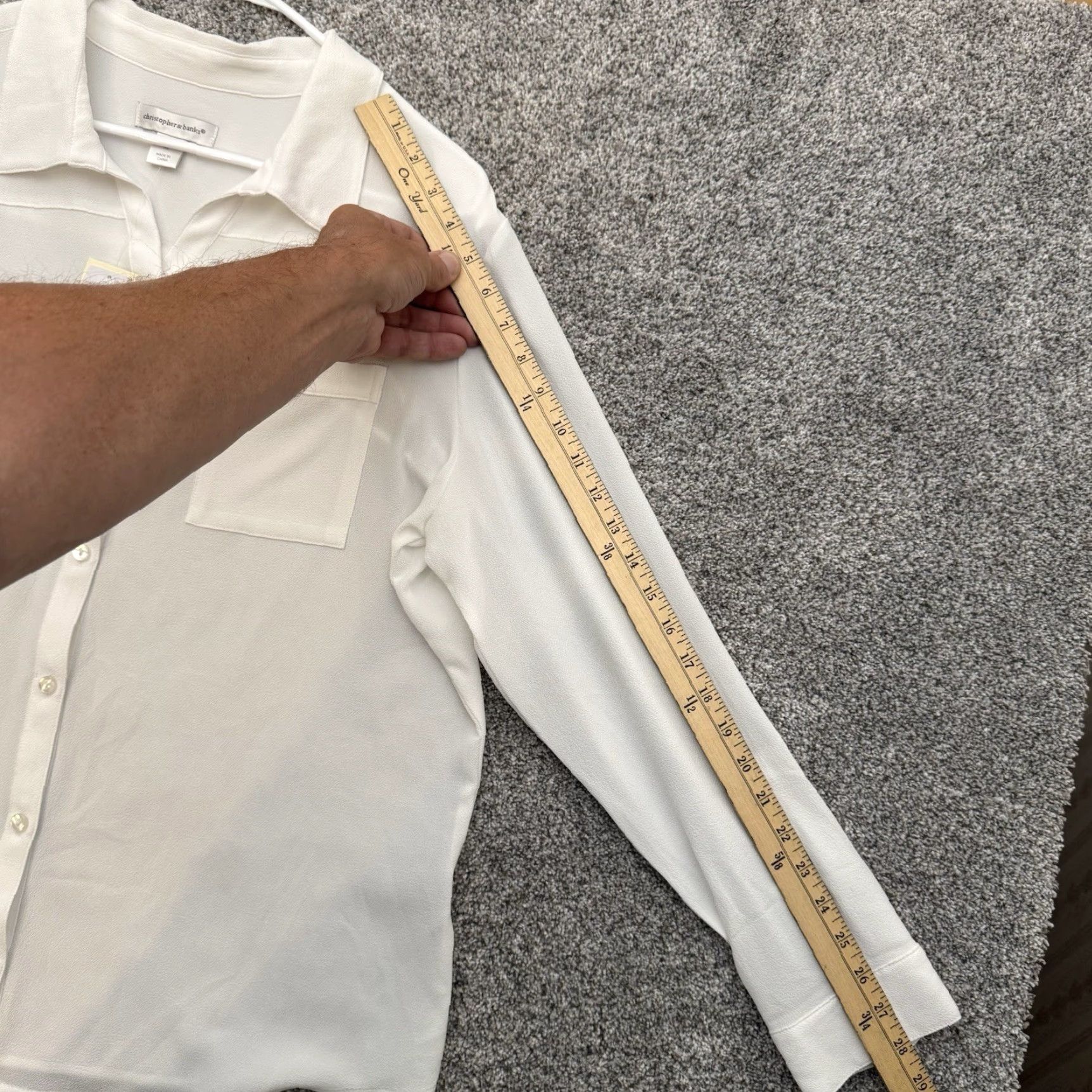 Vintage Christopher & Banks Button Down Shirt XL White Collared Long Sleeve Button-Up Women Office Chic Minimalist Crepe Semi-Sheer Casual Workwear 90s? Size XL / US 12-14 / IT 48-50 - 4 Thumbnail