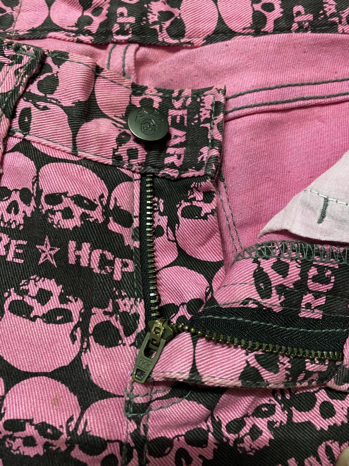 Japanese Brand Overprint Skull Design of Hell Cat Punks Original Jeans Size 28" / US 6 / IT 42 - 4 Thumbnail