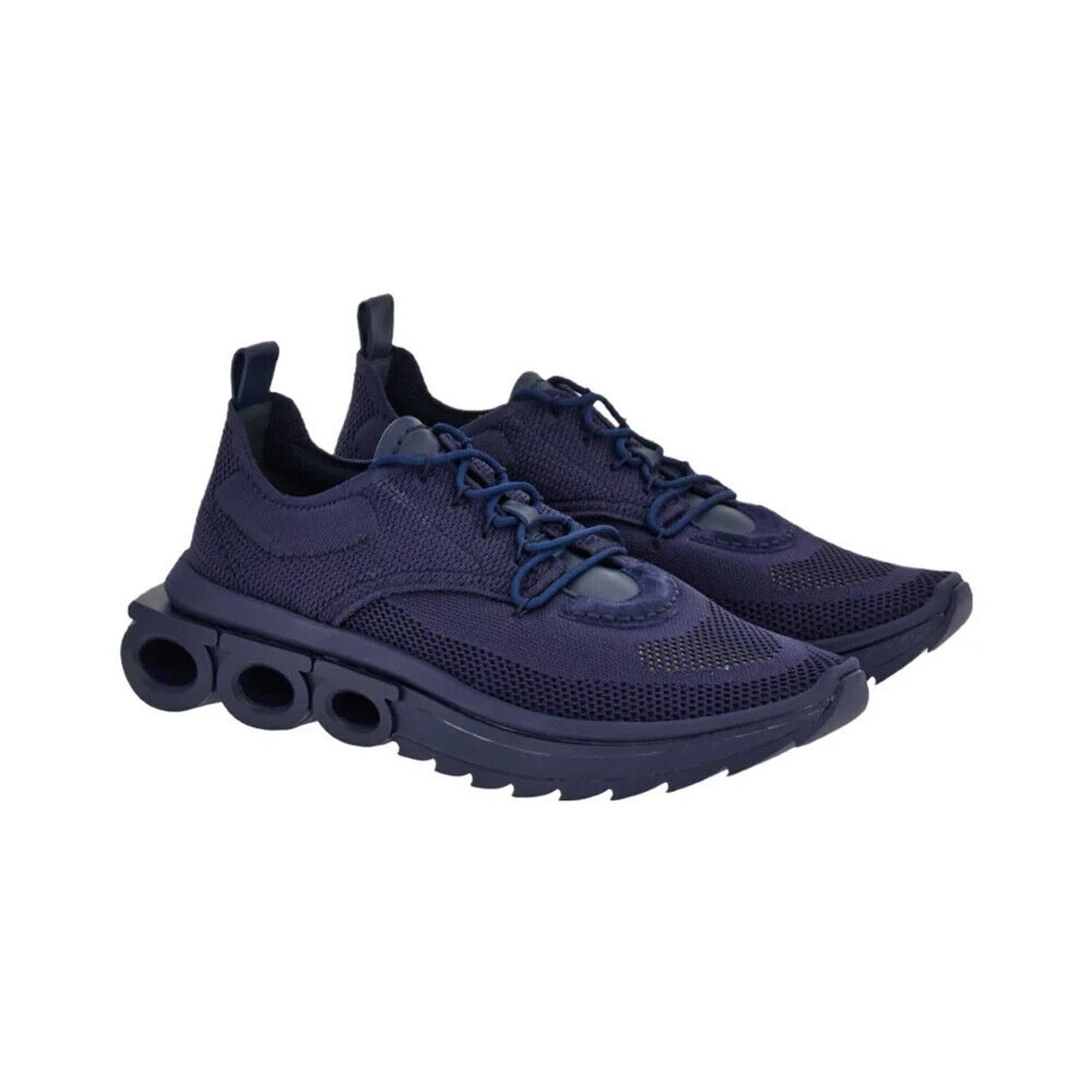Salvatore Ferragamo FERRAGAMO DARK BLUE NIMA MESH LOGO LOW SNEAKERS 9 42 ITALY Size US 9 / EU 42 - 3 Thumbnail